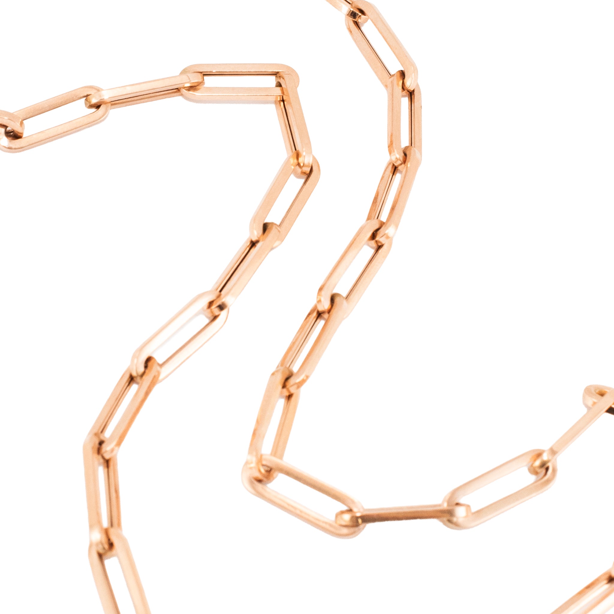 Unisex 14K Rose Gold 5.20mm Oval Paper Clip Link Chain Necklace