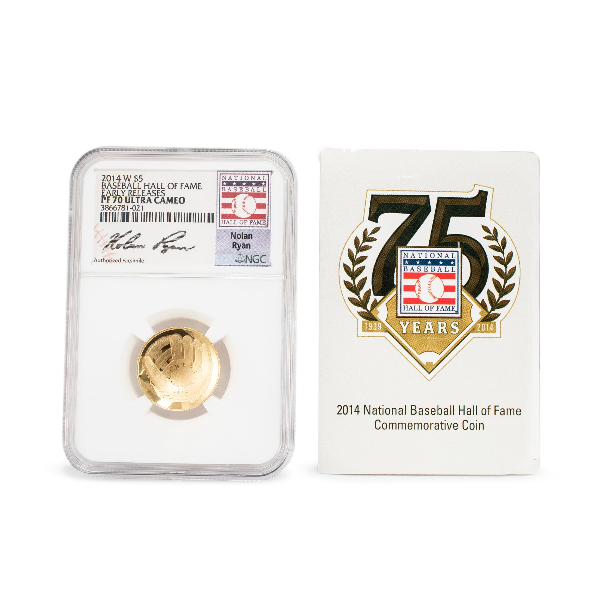 2014 W $5 NGC PF 70 Ultra Cameo Gold Baseball Hall of Fame Bullion Medal