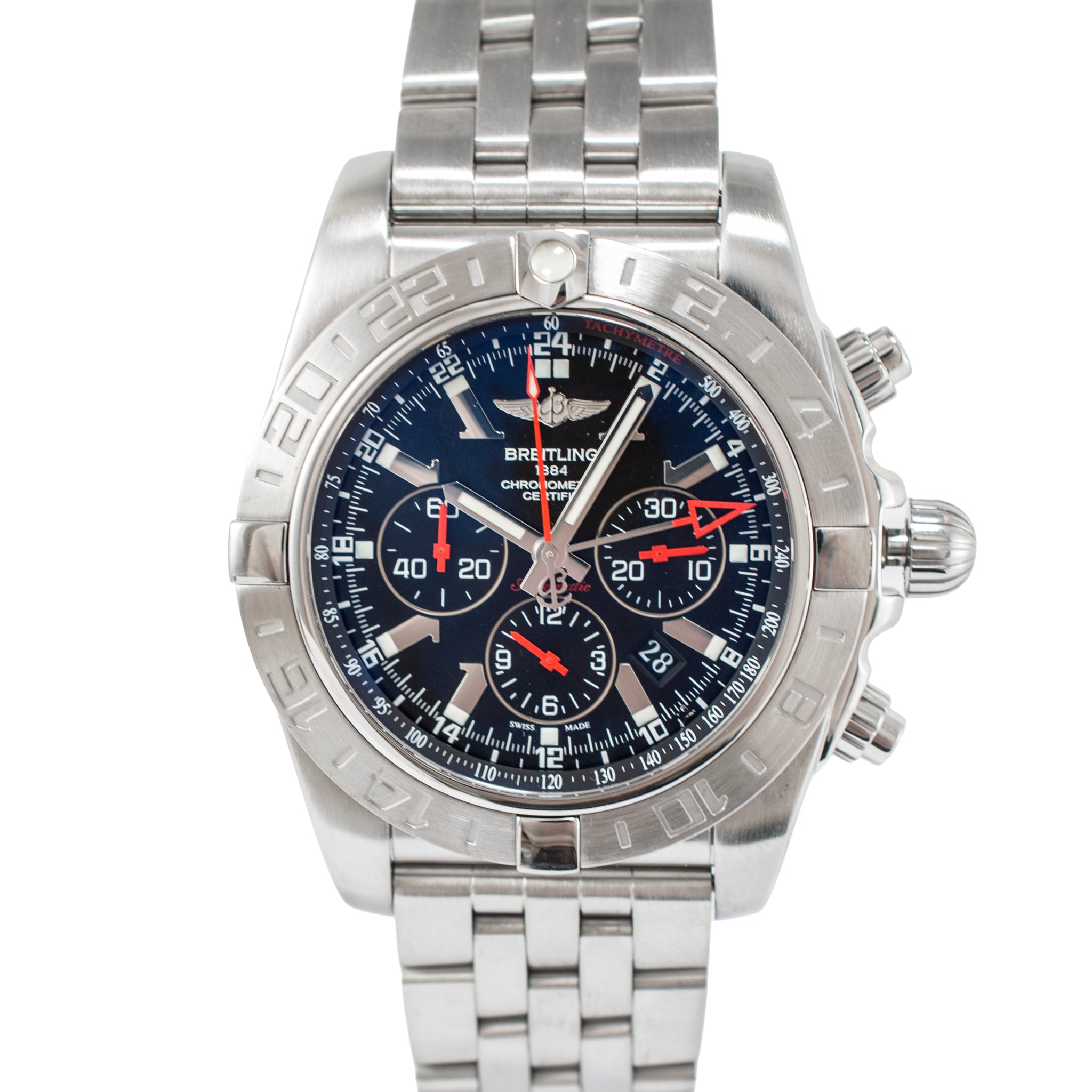 Breitling Chronomat Gmt 47MM AB0412 Steel Black Dial Chronograph Automatic Watch