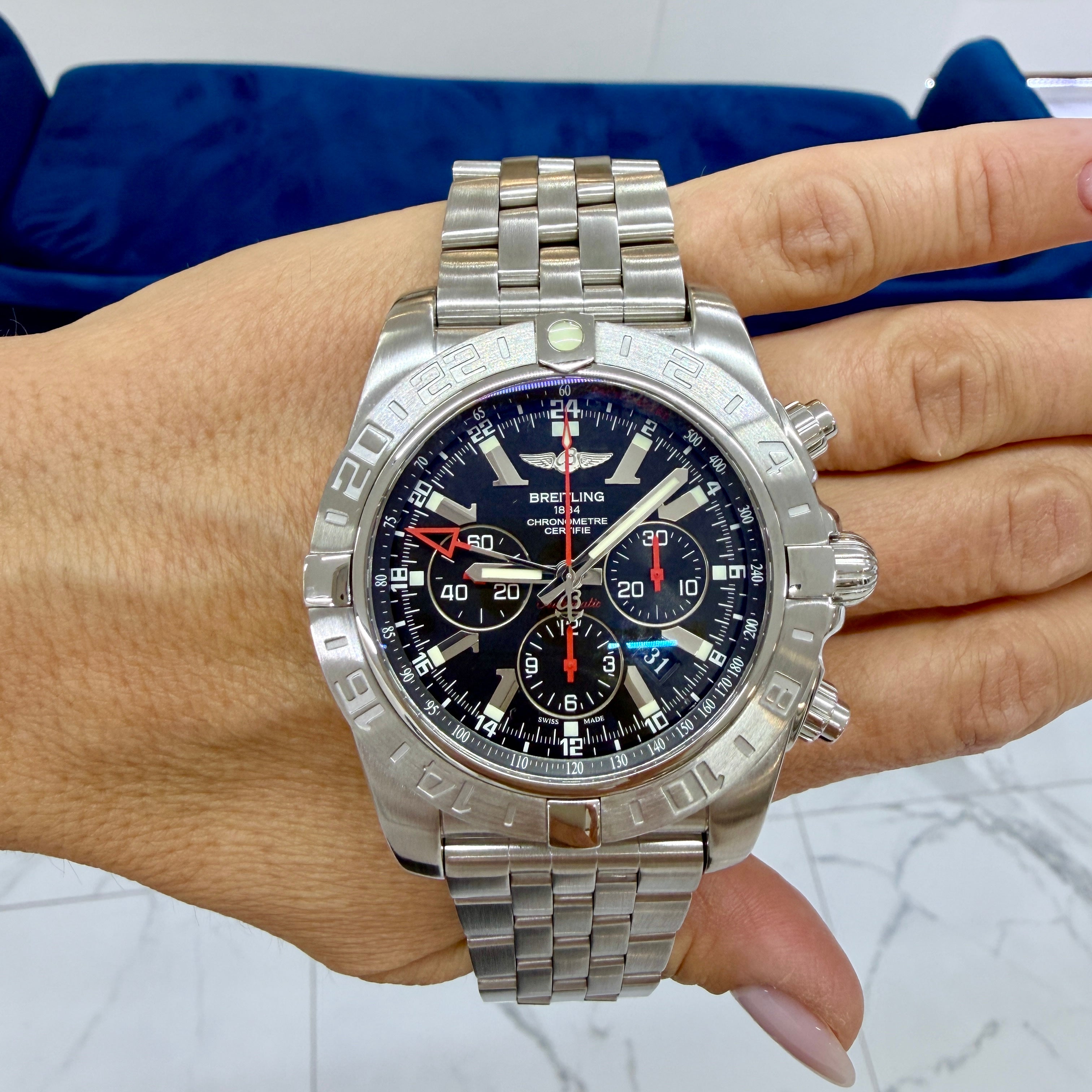 Breitling Chronomat Gmt 47MM AB0412 Steel Black Dial Chronograph Automatic Watch