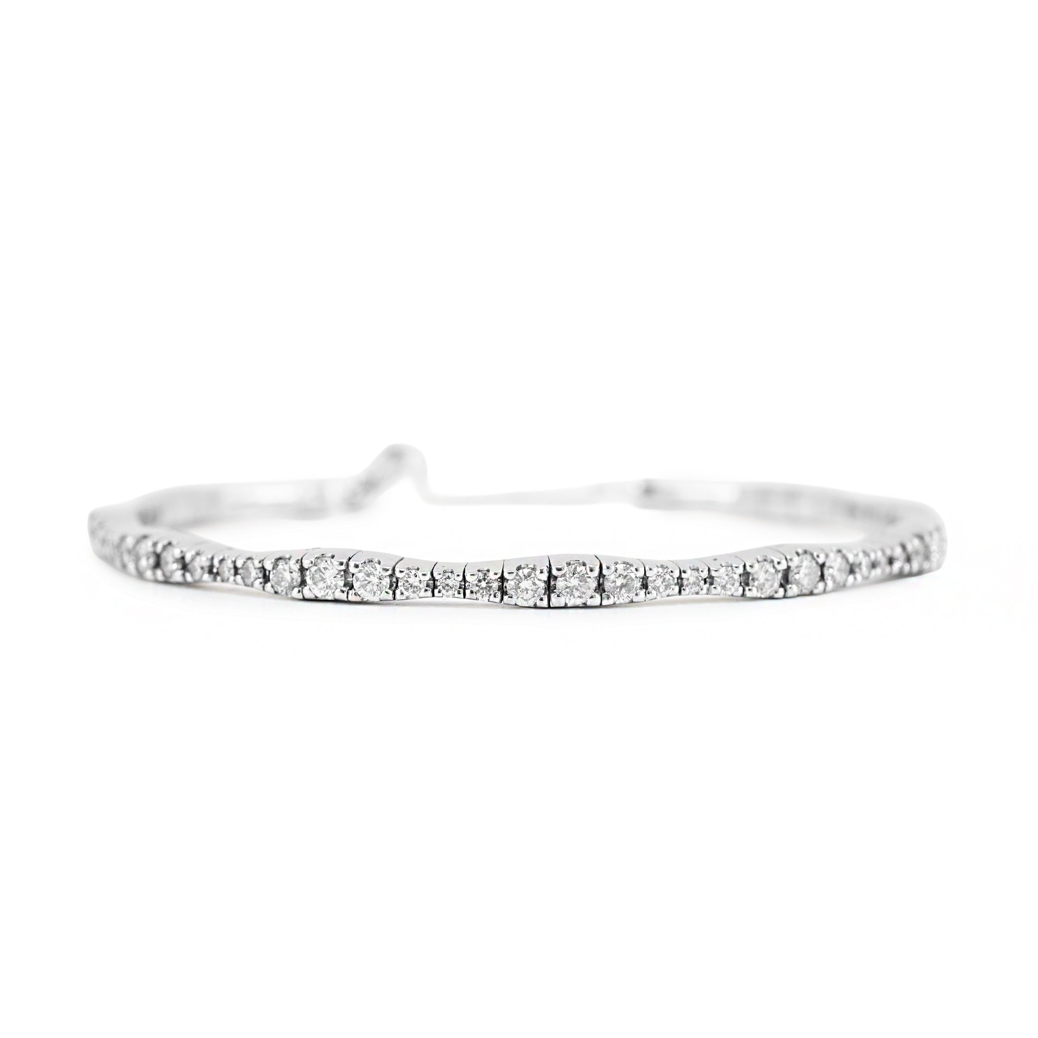Gabriel & Co 14K White Gold 1.26ctw Diamond Chain Flexible Cuff Bangle Bracelet