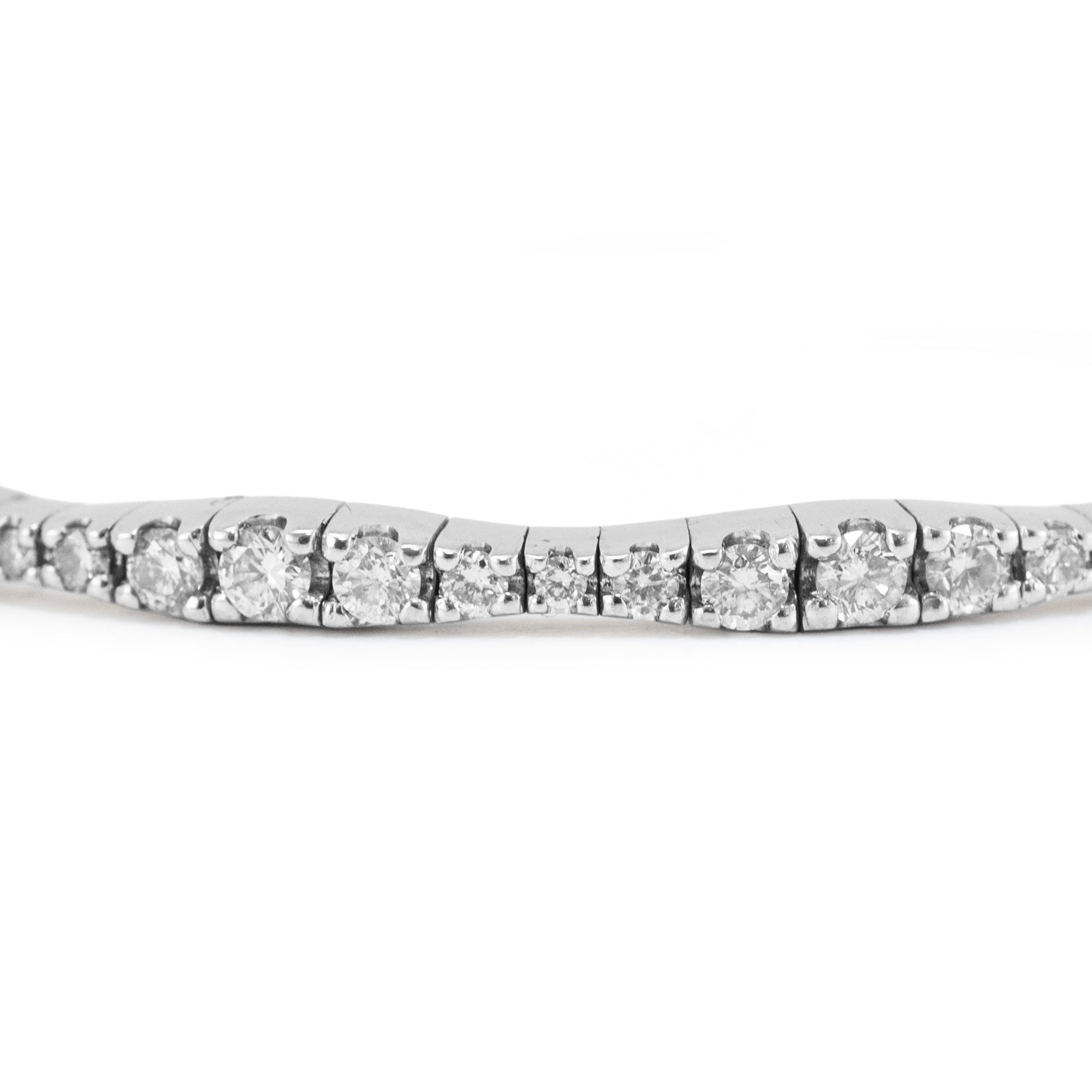 Gabriel & Co 14K White Gold 1.26ctw Diamond Chain Flexible Cuff Bangle Bracelet