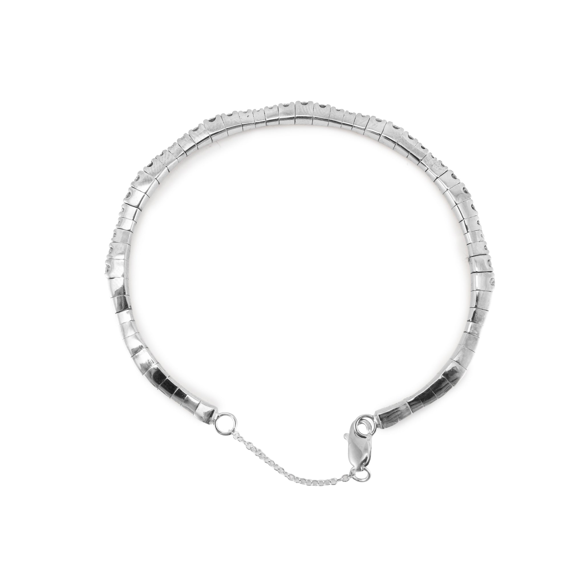 Gabriel & Co 14K White Gold 1.26ctw Diamond Chain Flexible Cuff Bangle Bracelet