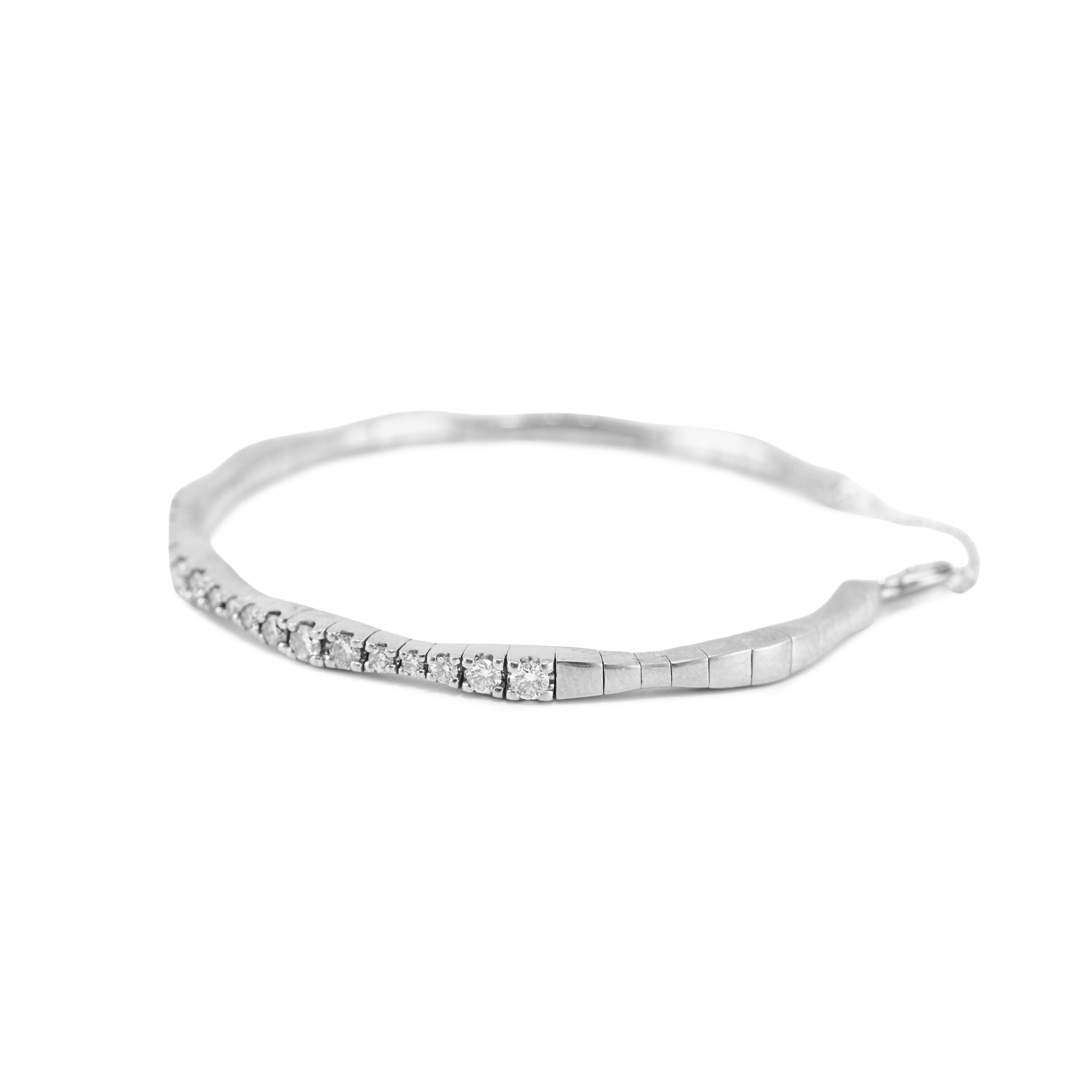 Gabriel & Co 14K White Gold 1.26ctw Diamond Chain Flexible Cuff Bangle Bracelet