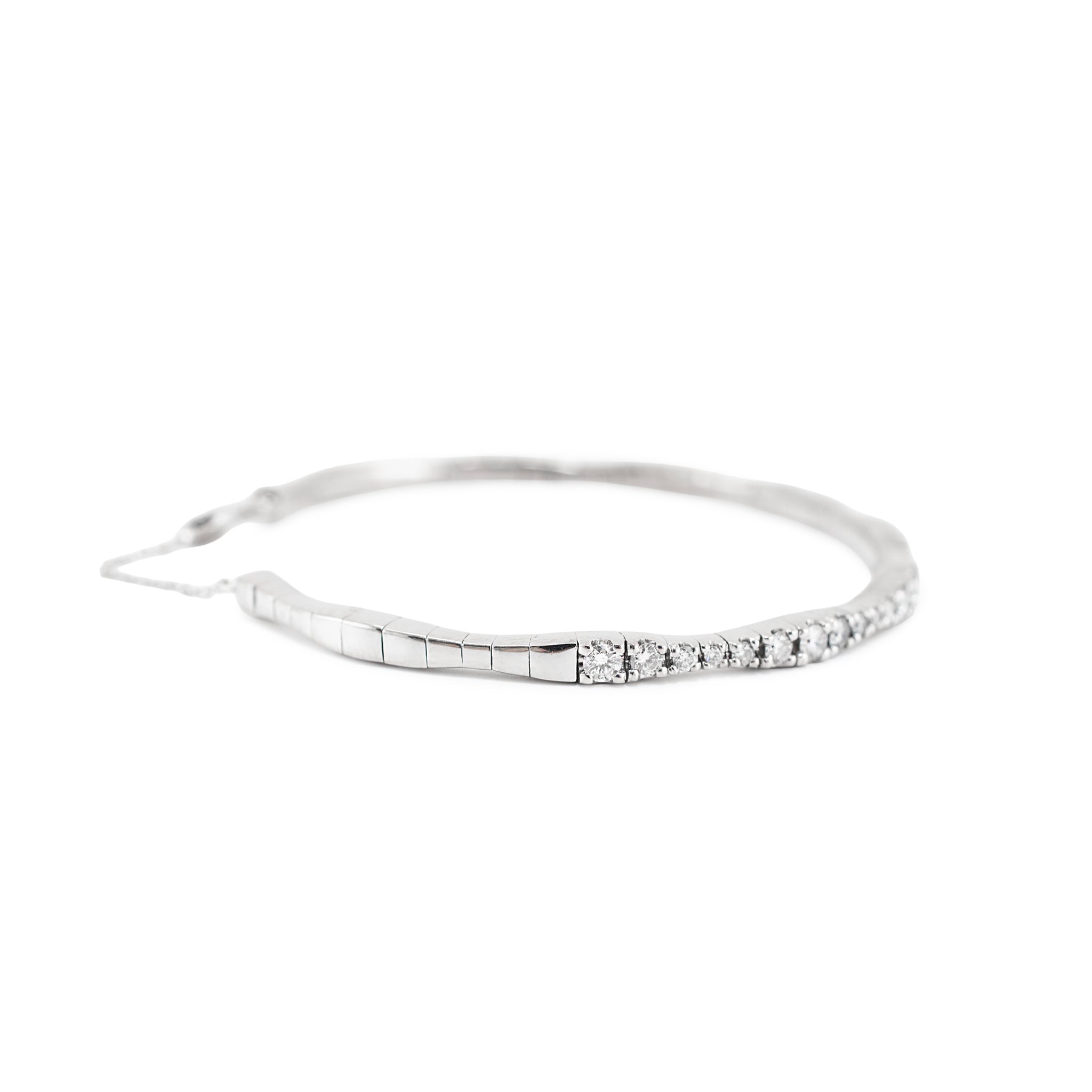Gabriel & Co 14K White Gold 1.26ctw Diamond Chain Flexible Cuff Bangle Bracelet