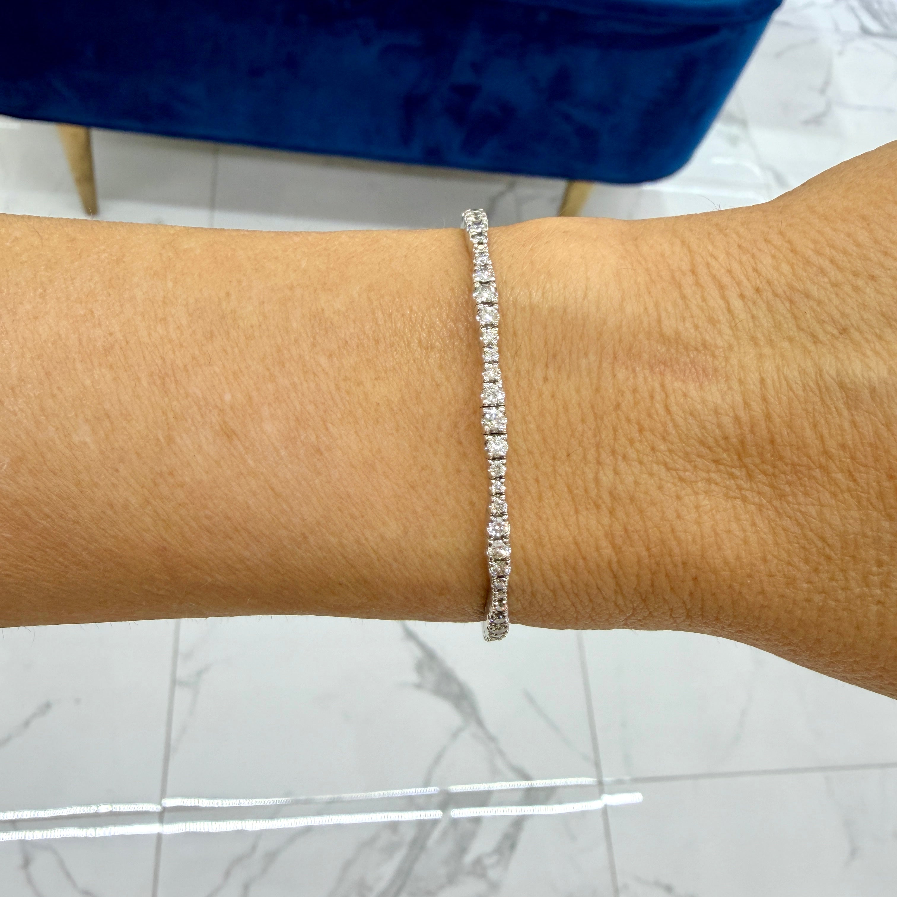 Gabriel & Co 14K White Gold 1.26ctw Diamond Chain Flexible Cuff Bangle Bracelet
