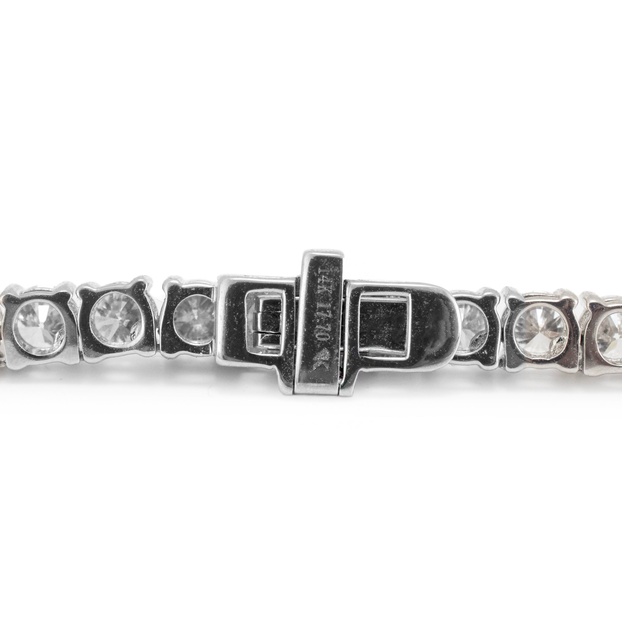 Unisex 14K White Gold 4-Prong 17.70ctw Lab Grown Diamond Tennis Chain Necklace