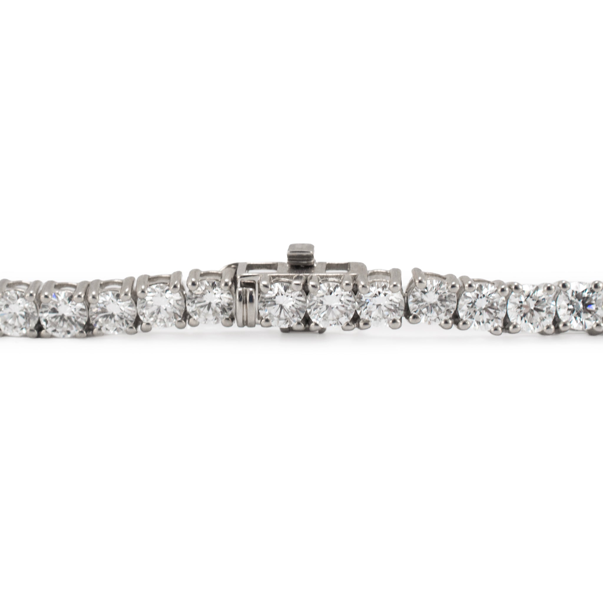 Unisex 14K White Gold 4-Prong 17.70ctw Lab Grown Diamond Tennis Chain Necklace