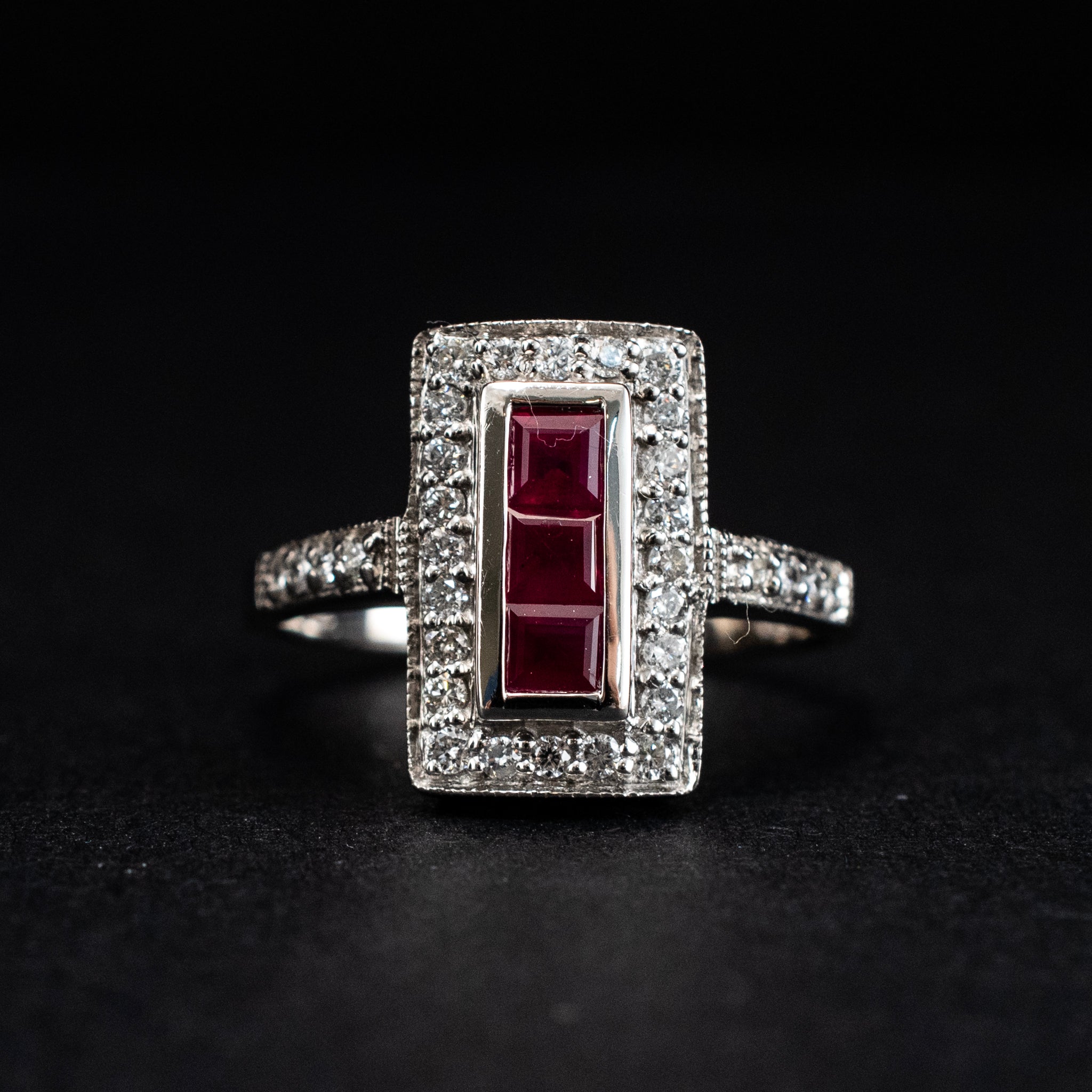 Cocktail & Statement Ring Ruby with Diamonds 14K White Gold Modern Style 451590 available at DJP Jewelers & Luxury Buyers