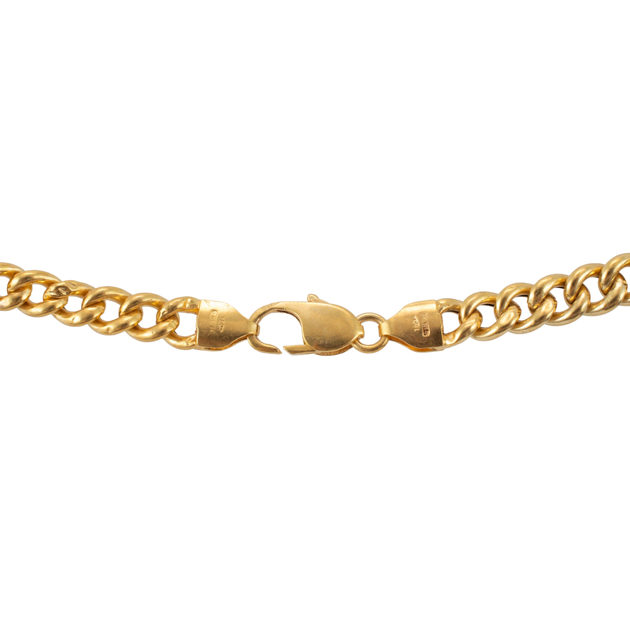 Vintage 18K Yellow Gold Chunky Graduated Curb Cuban Link Chain Necklace