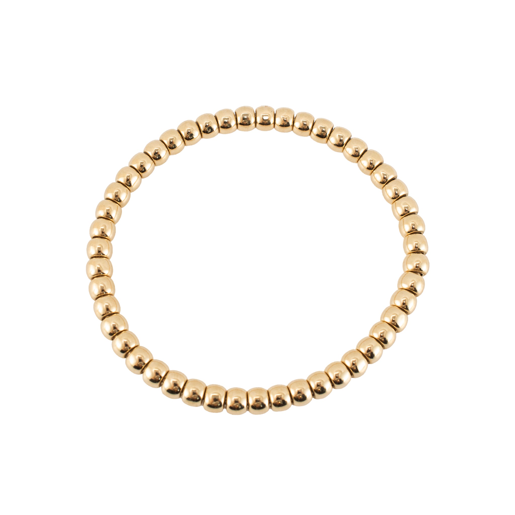 Ladies 14K Yellow Gold Flexible Beads Link Bracelet