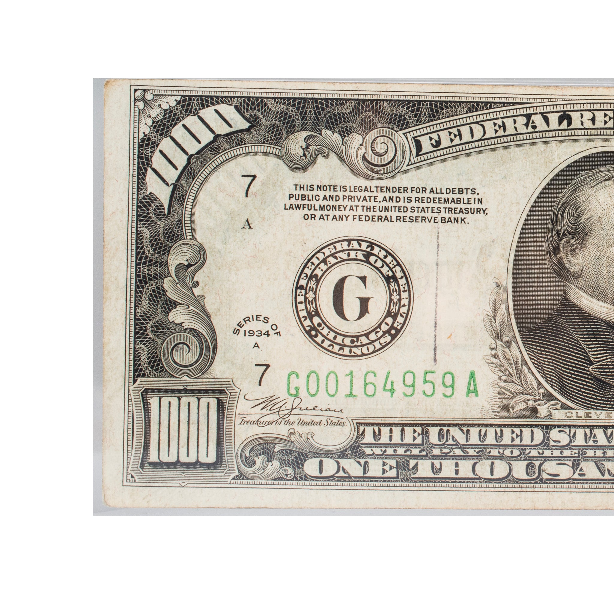 1934A Pmg 30 Chicago $1,000 Federal Reserve Very Fine Paper Collectible Note