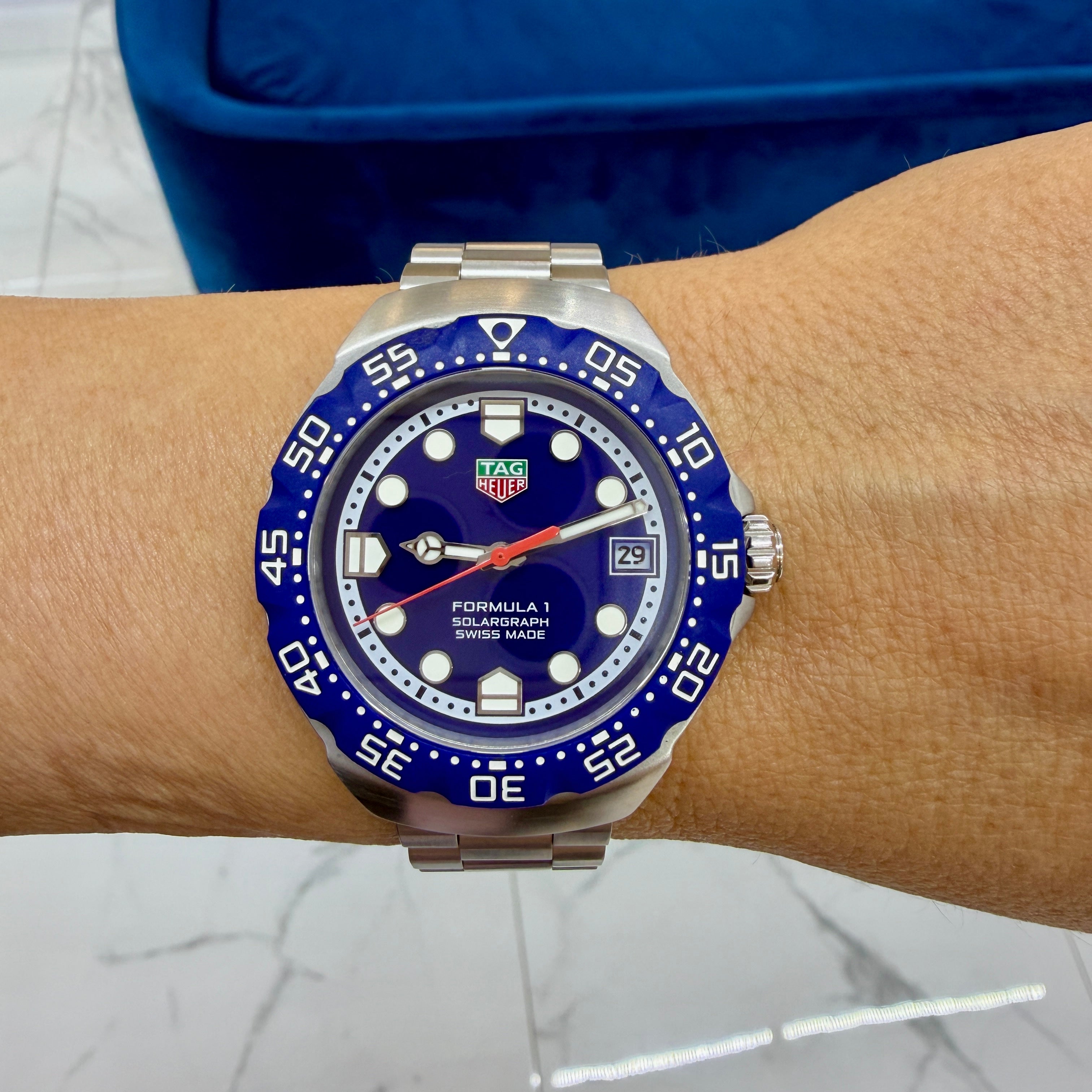 Tag Heuer Formula 1 38MM WBY1112 Steel Blue Bezel and Dial Quartz Watch
