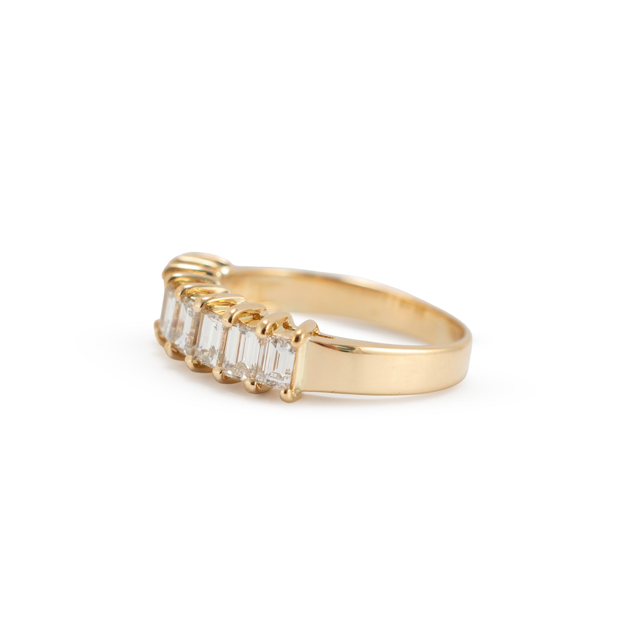 18K Yellow Gold 0.58ct Baguette Diamond Half Eternity Band Ring