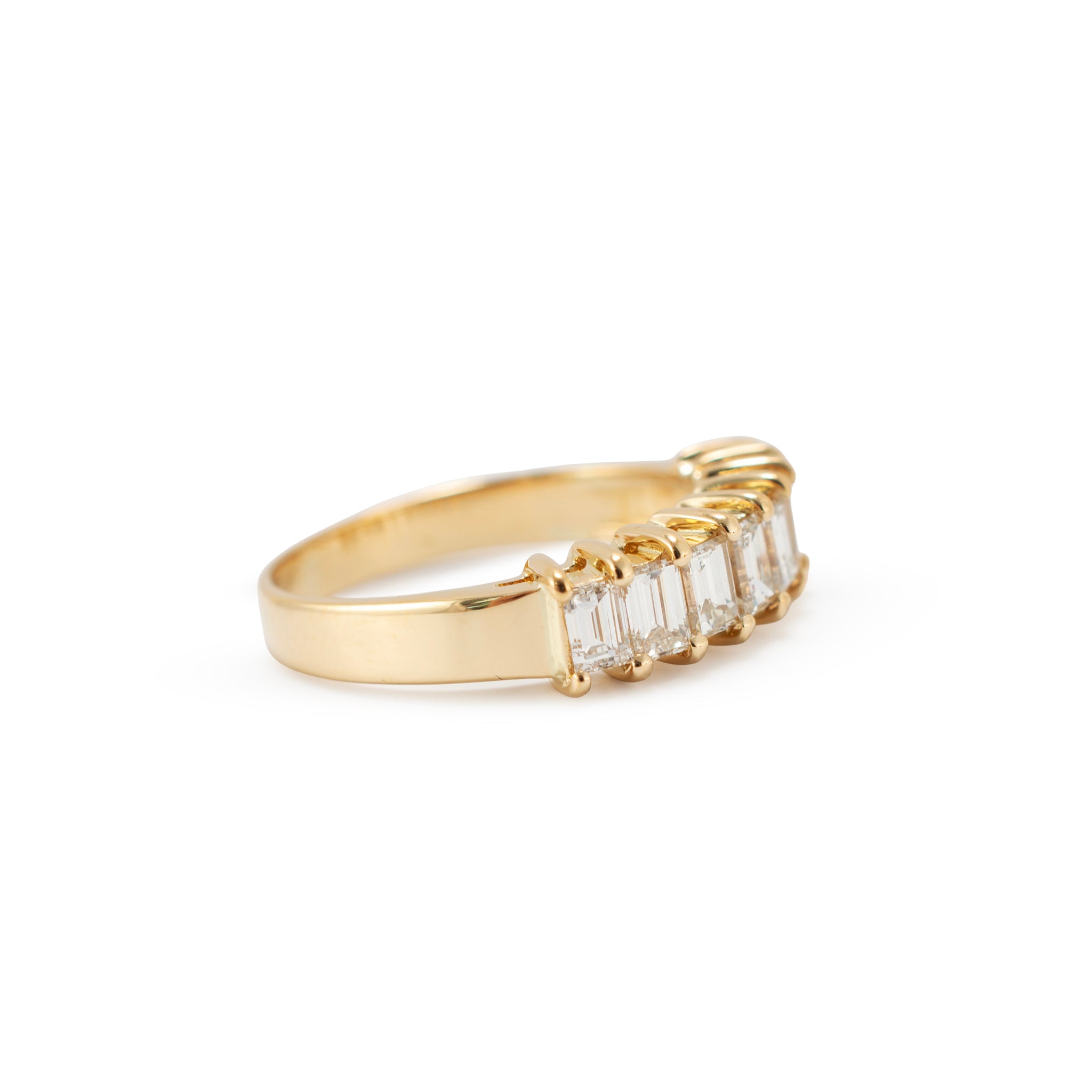 18K Yellow Gold 0.58ct Baguette Diamond Half Eternity Band Ring