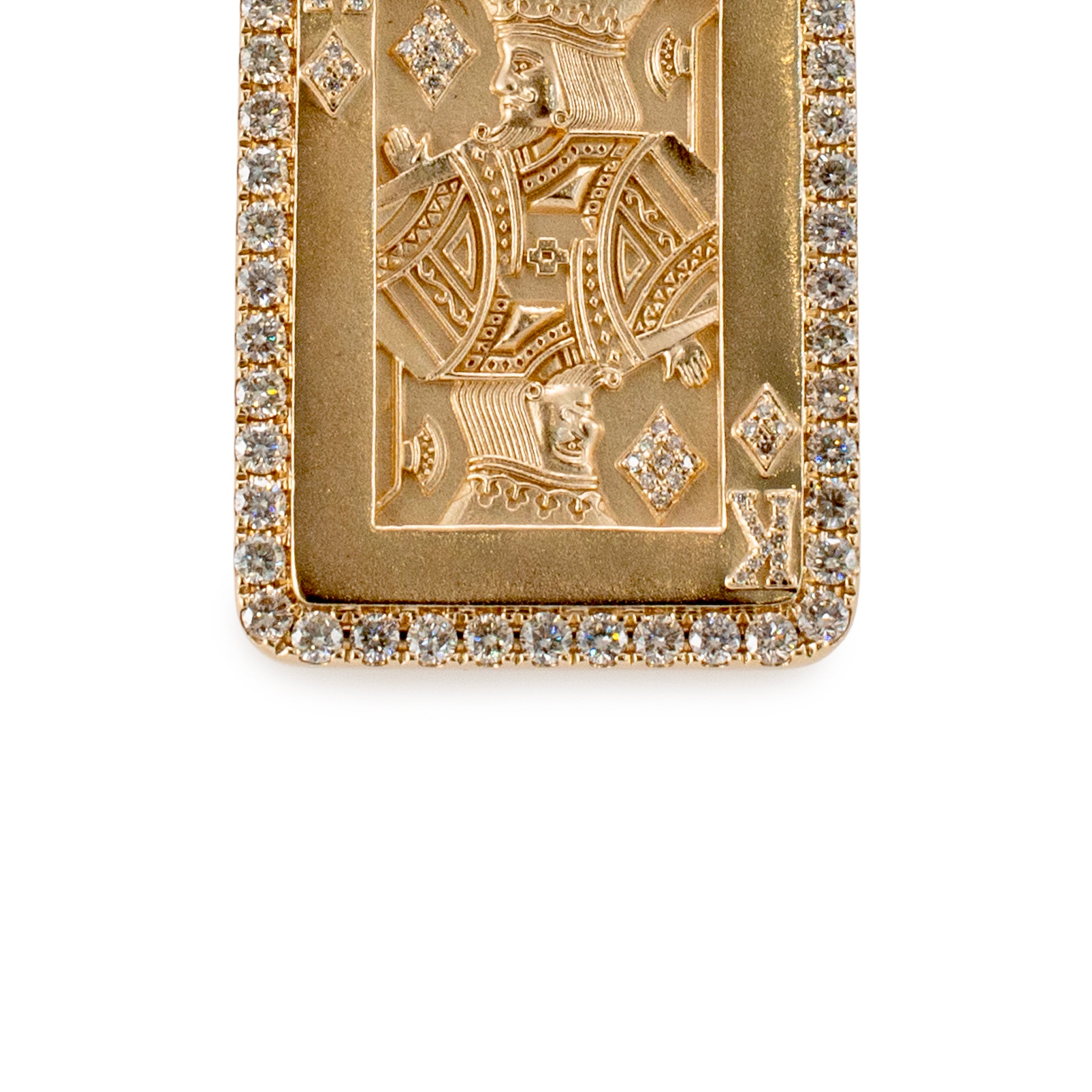 Men’s 14K Yellow Gold 2.34ct Halo Diamond King of Diamonds Card Drop Pendant