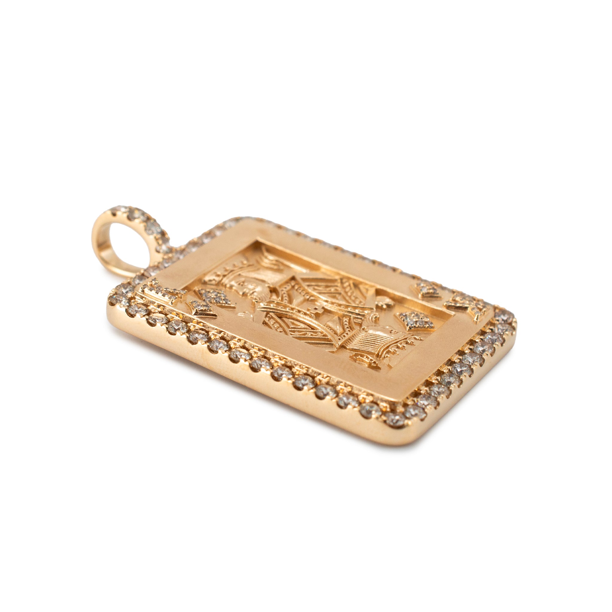 Men’s 14K Yellow Gold 2.34ct Halo Diamond King of Diamonds Card Drop Pendant