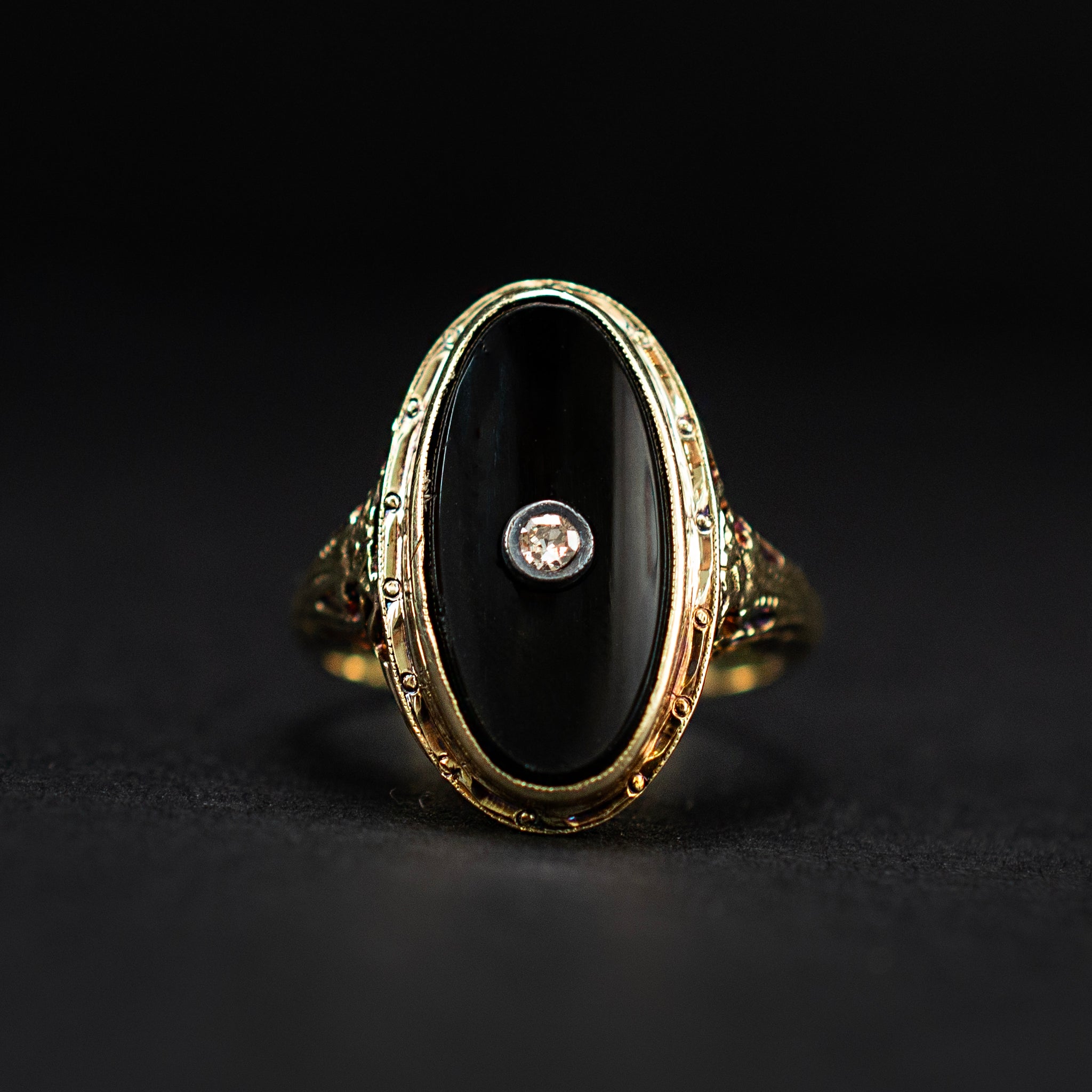 Cocktail & Statement Ring 0.04ct Diamond Filigree 14K Yellow Gold Art Deco 451962 available at DJP Jewelers & Luxury Buyers