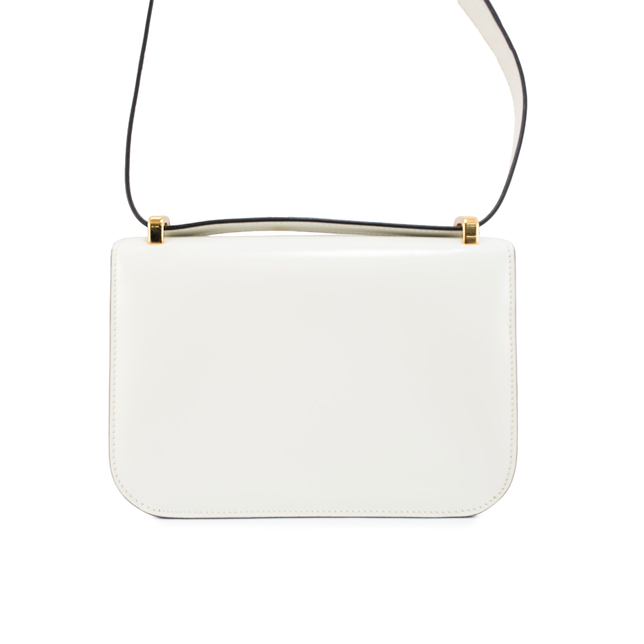 Prada White Soft Calfskin Triangle Logo Gold Hardware Flap Shoulder Bag