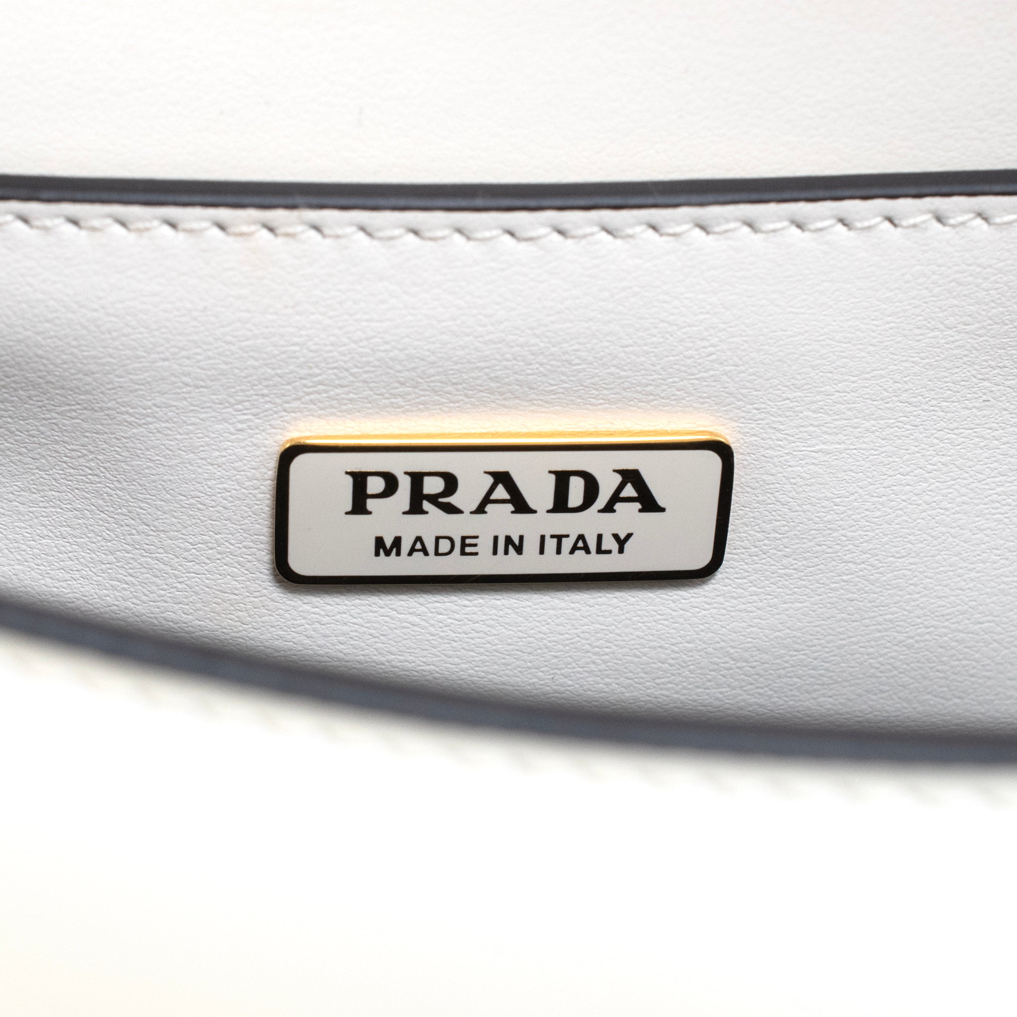 Prada White Soft Calfskin Triangle Logo Gold Hardware Flap Shoulder Bag