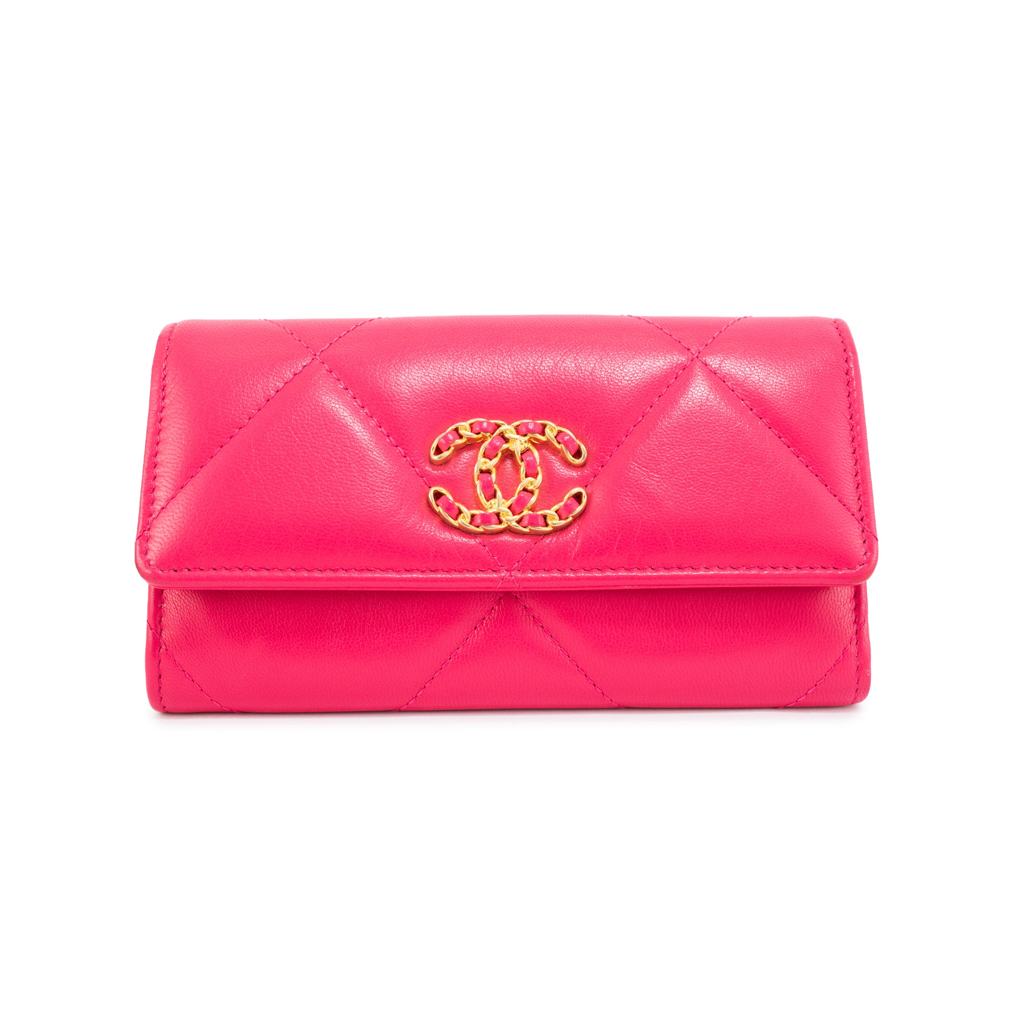 Chanel CC Logo Quilted Lambskin Leather Pink Gold-Tone Hardware Flap Long Wallet