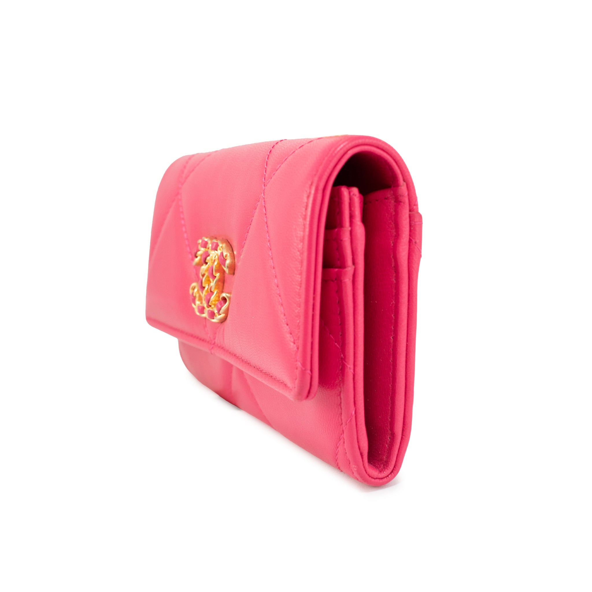 Chanel CC Logo Quilted Lambskin Leather Pink Gold-Tone Hardware Flap Long Wallet