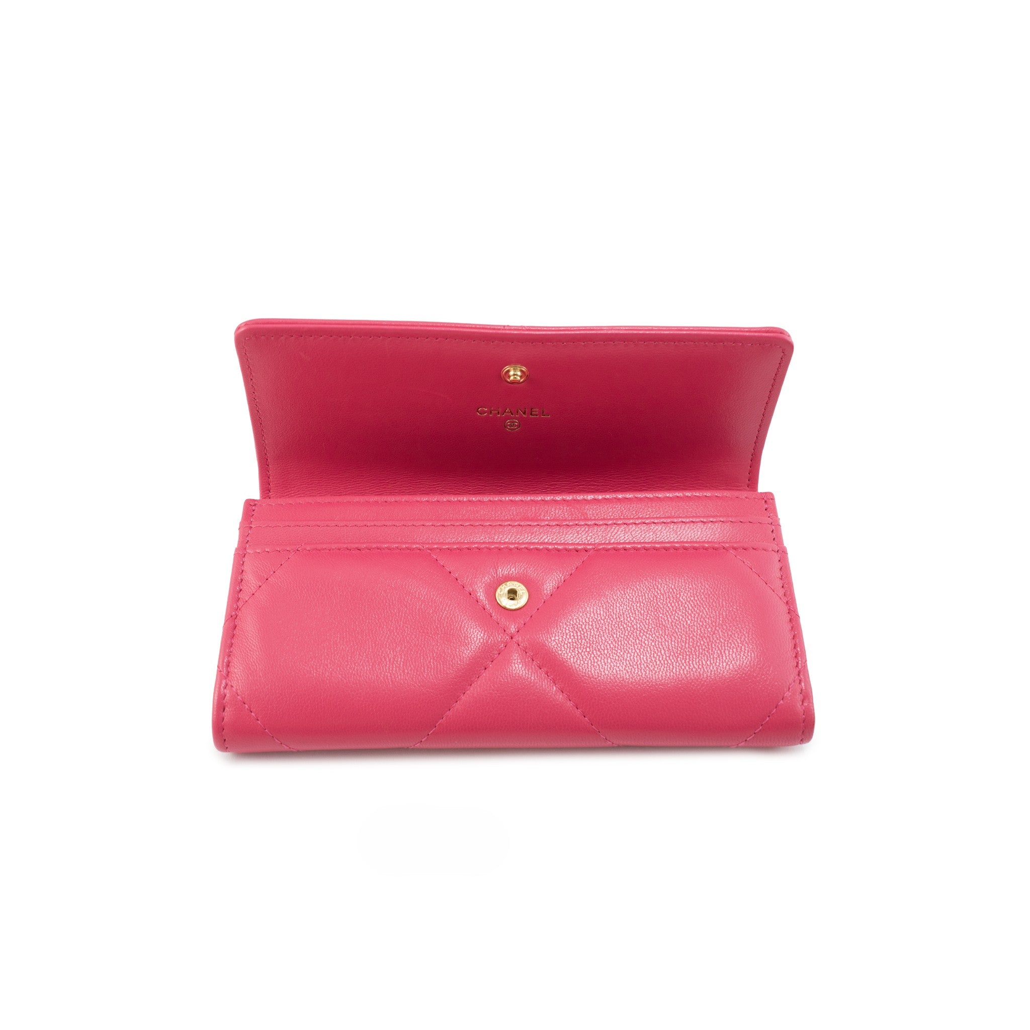 Chanel CC Logo Quilted Lambskin Leather Pink Gold-Tone Hardware Flap Long Wallet
