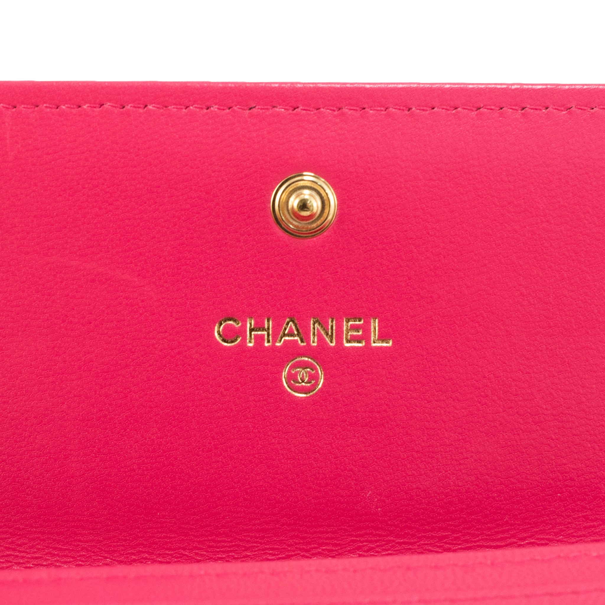 Chanel CC Logo Quilted Lambskin Leather Pink Gold-Tone Hardware Flap Long Wallet