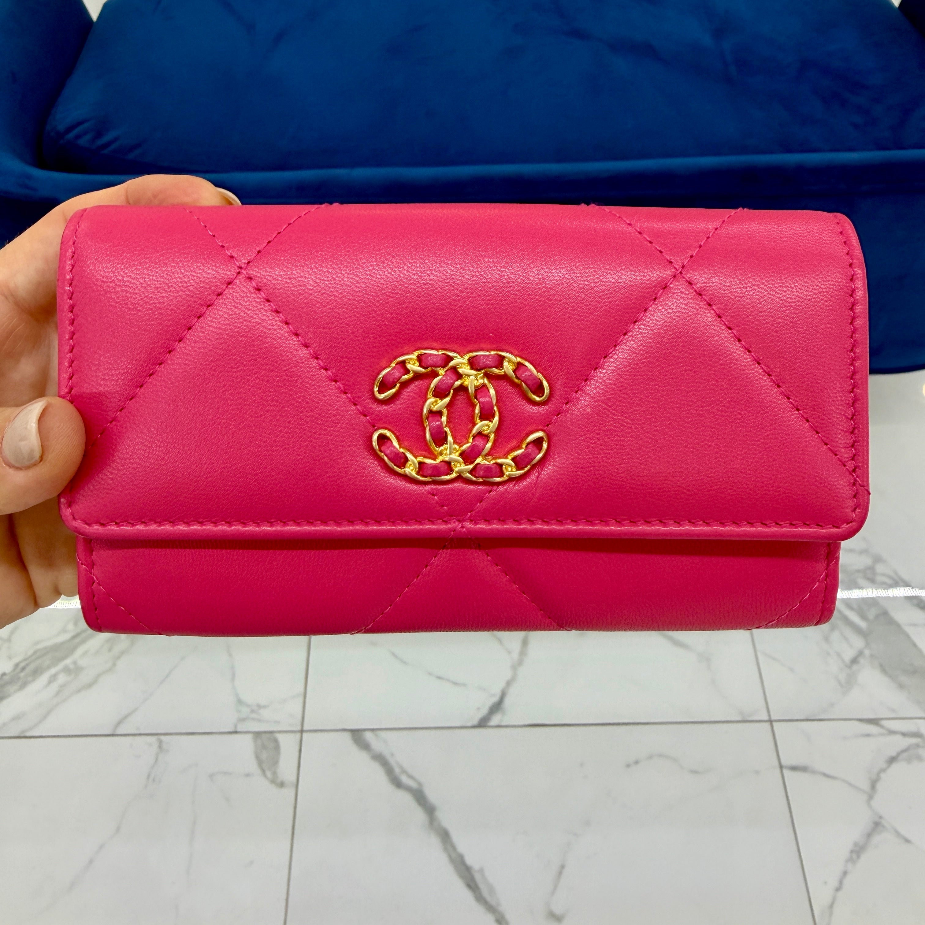 Chanel CC Logo Quilted Lambskin Leather Pink Gold-Tone Hardware Flap Long Wallet