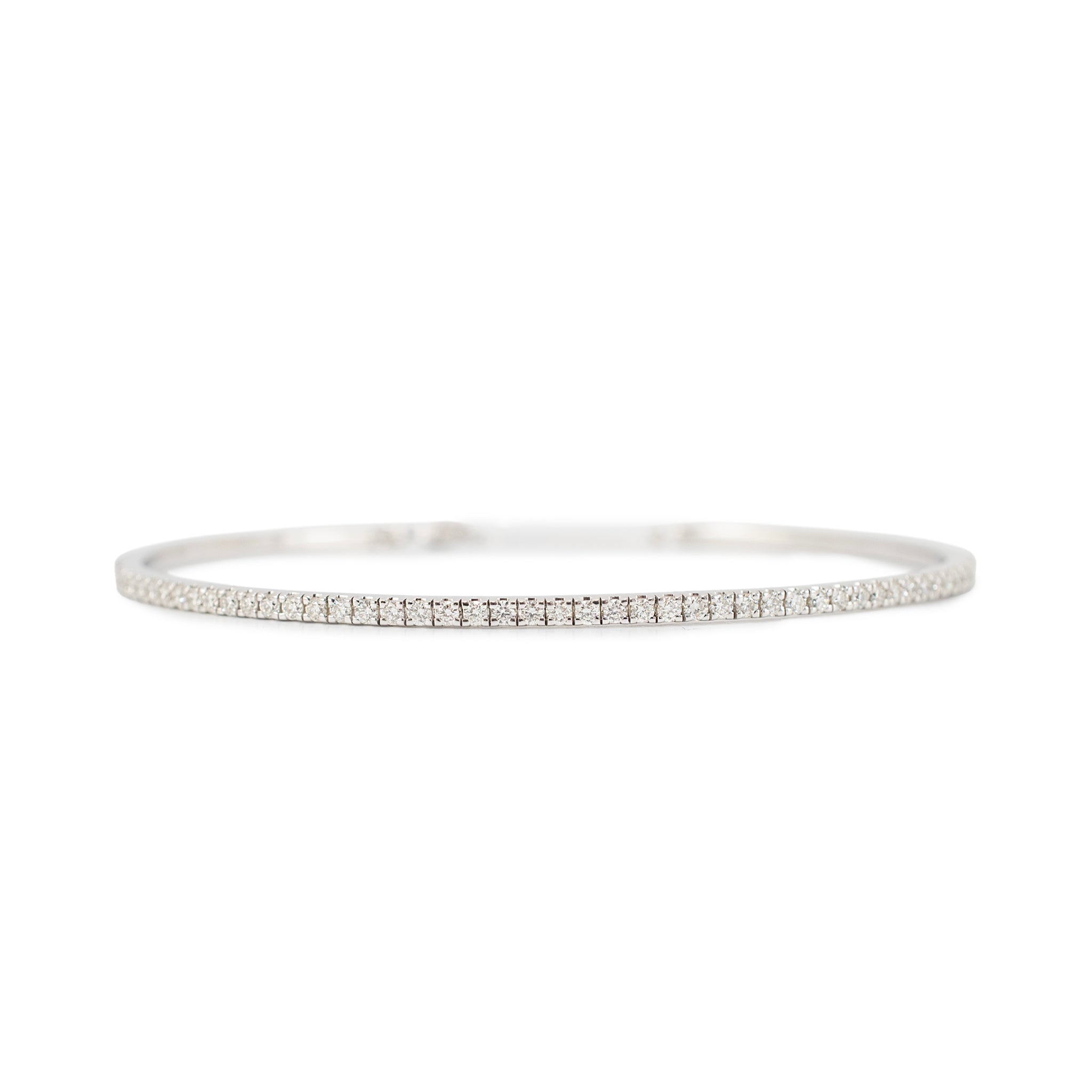 Ladies 14K White Gold 1.50ctw Diamond Flexible Tennis Bangle Bracelet