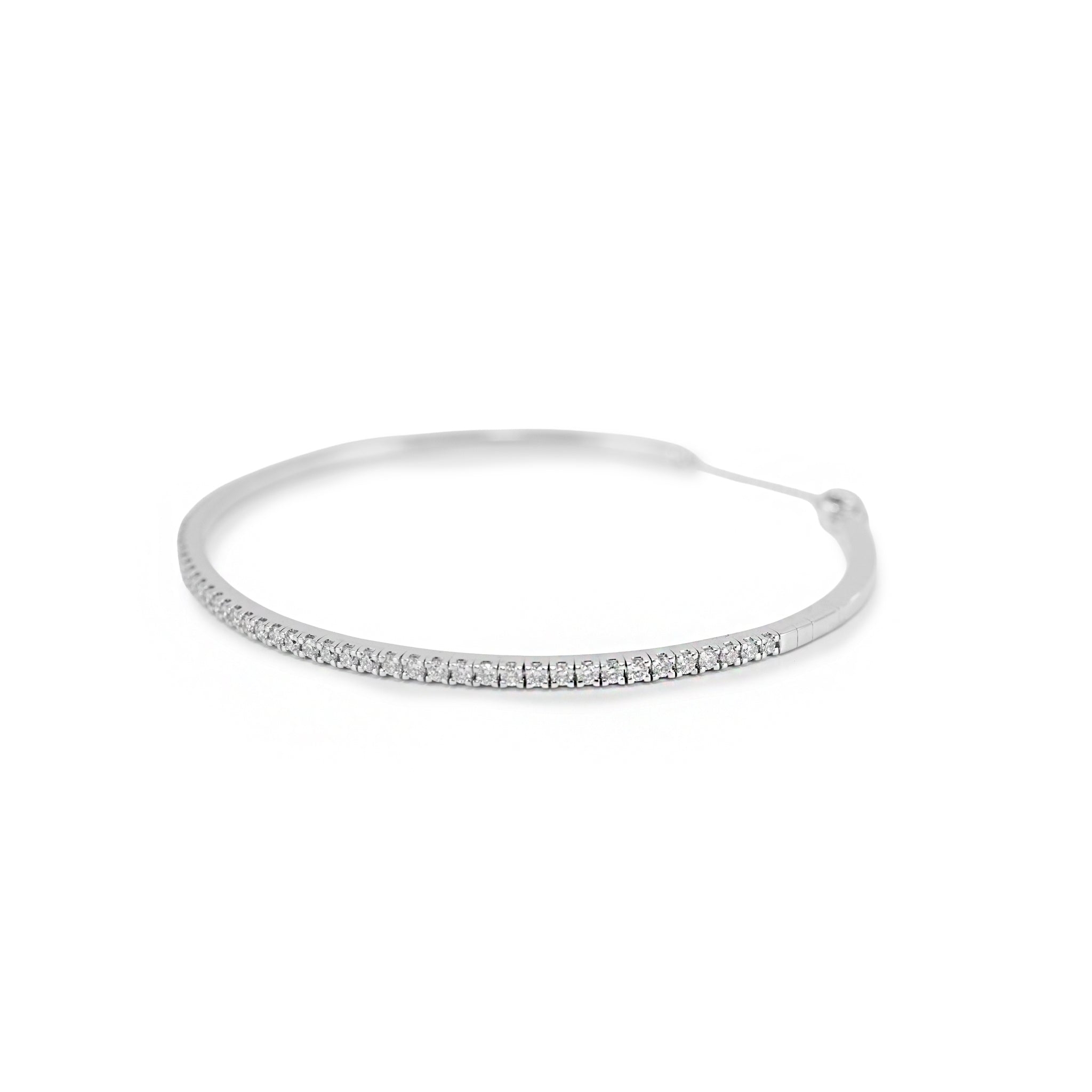 Ladies 14K White Gold 1.50ctw Diamond Flexible Tennis Bangle Bracelet