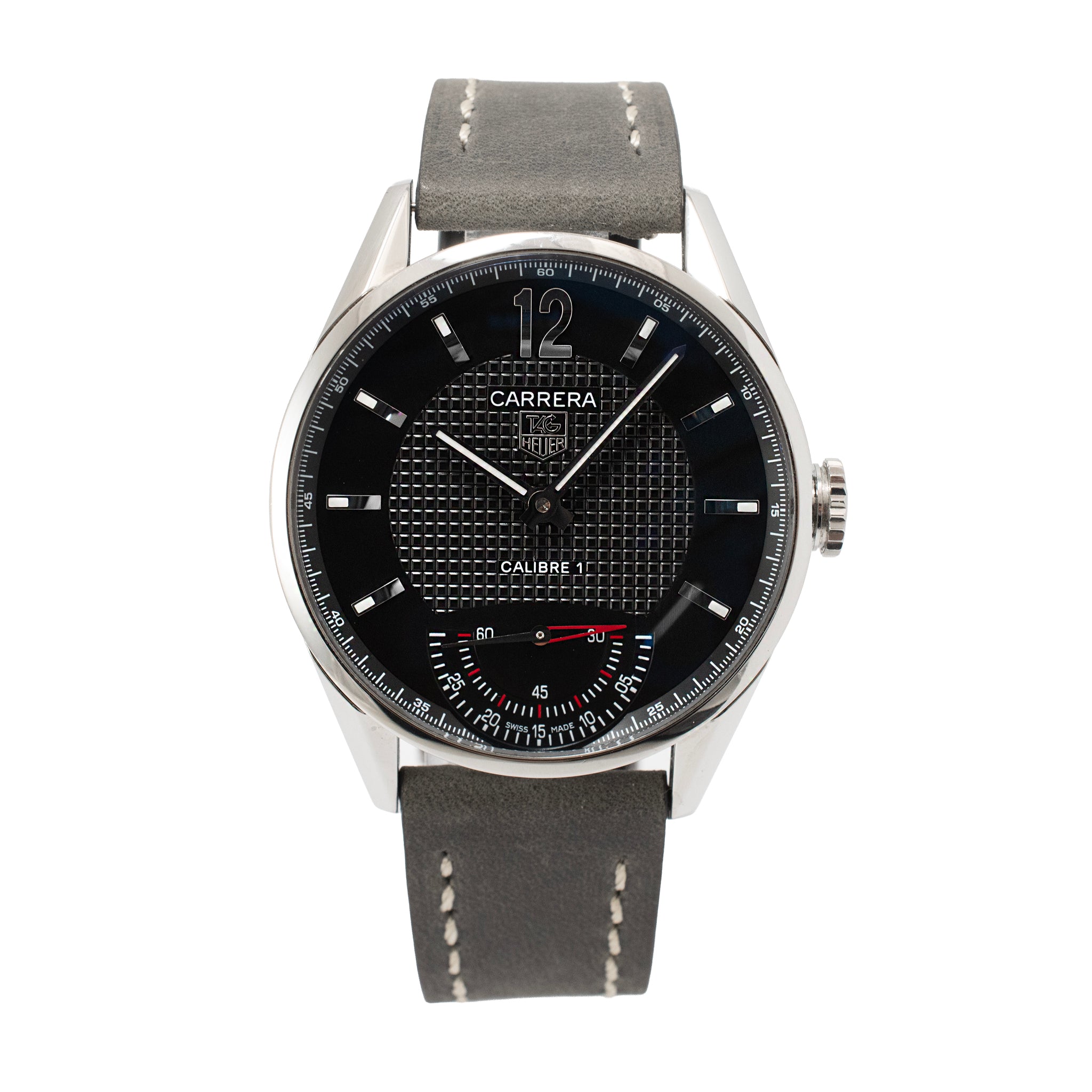 Tag Heuer Carrera 43MM wv3010.eb0025 Black Dial Steel Manual Wind Watch