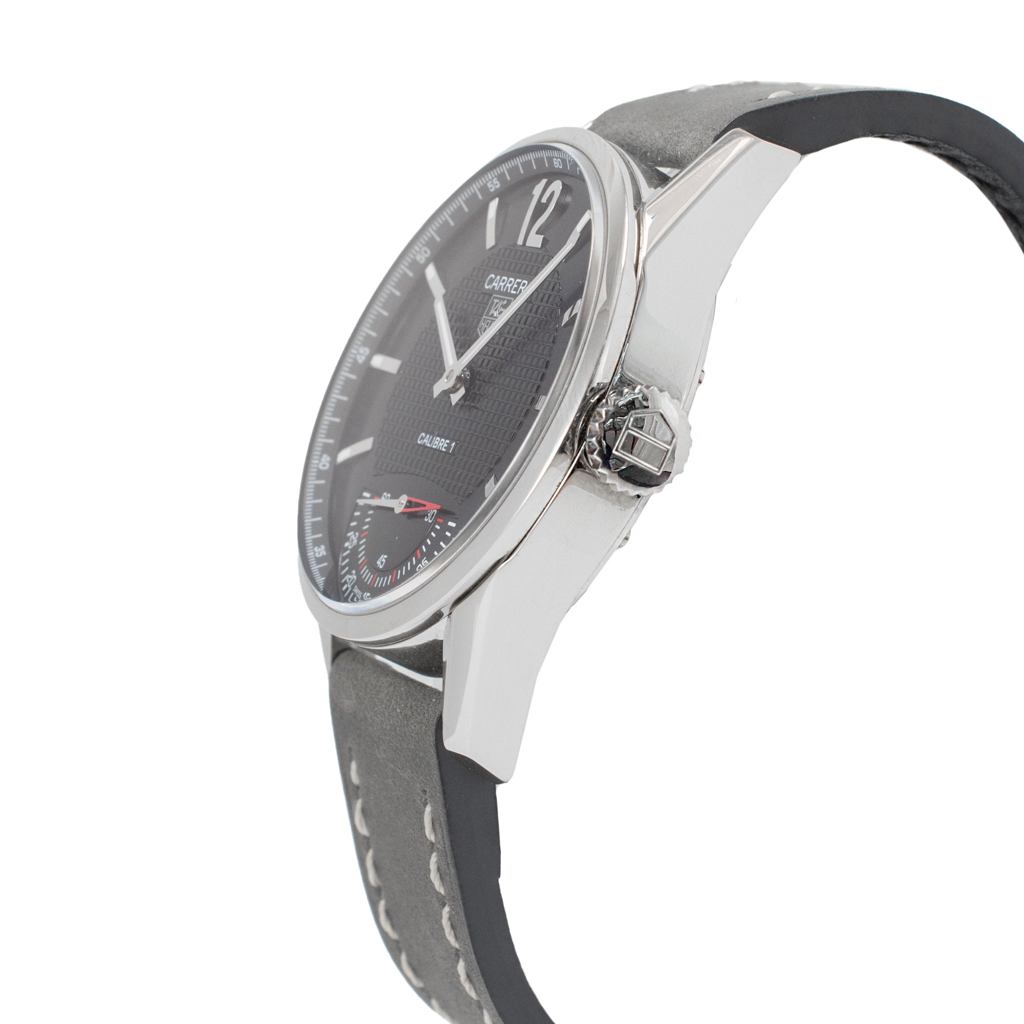 Tag Heuer Carrera 43MM wv3010.eb0025 Black Dial Steel Manual Wind Watch