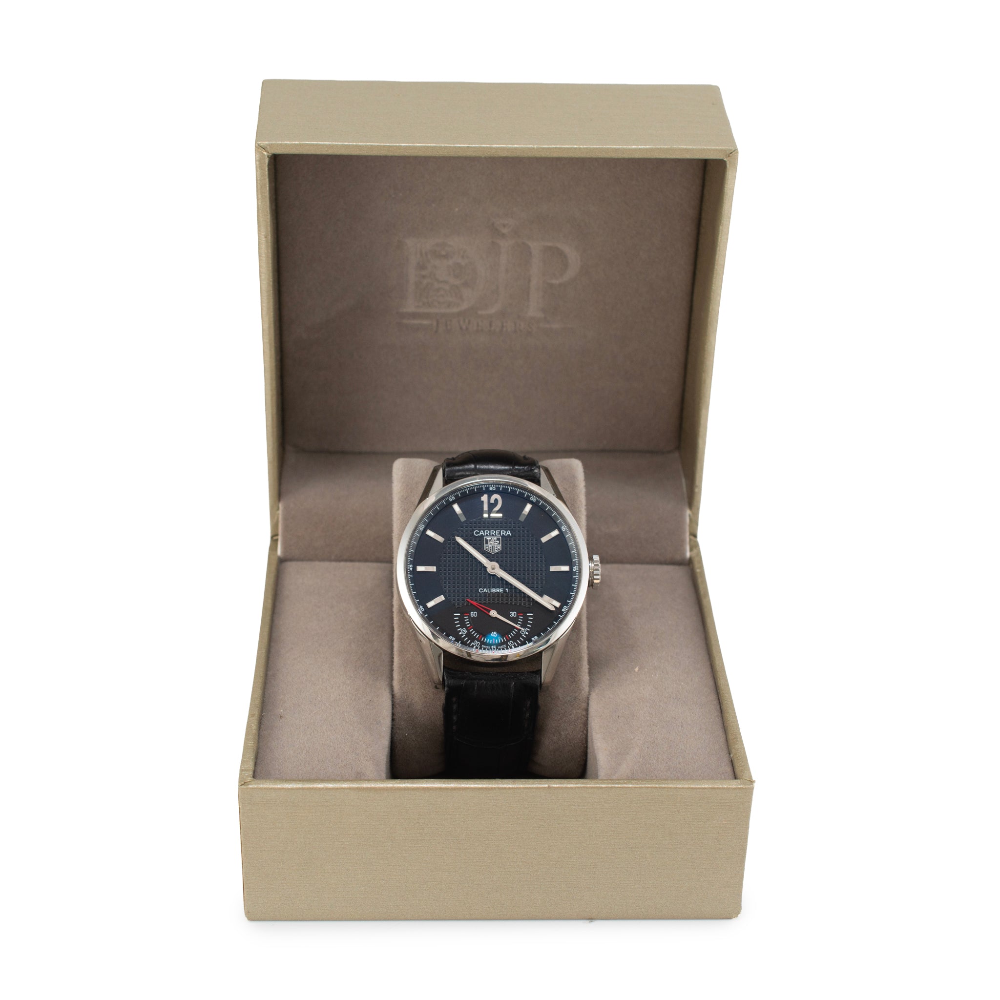 Tag Heuer Carrera 43MM wv3010.eb0025 Black Dial Steel Manual Wind Watch