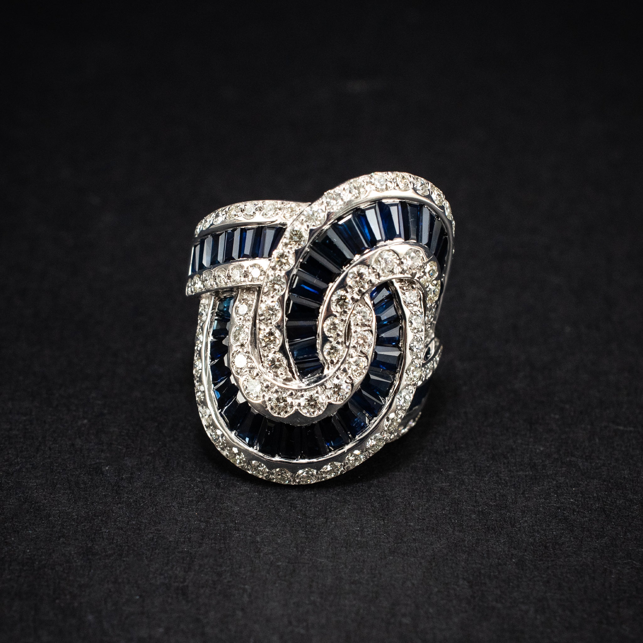 Effy Cocktail & Statement Ring 1ct Diamond Sapphire 14K White Gold Vintage 452116 available at DJP Jewelers & Luxury Buyers