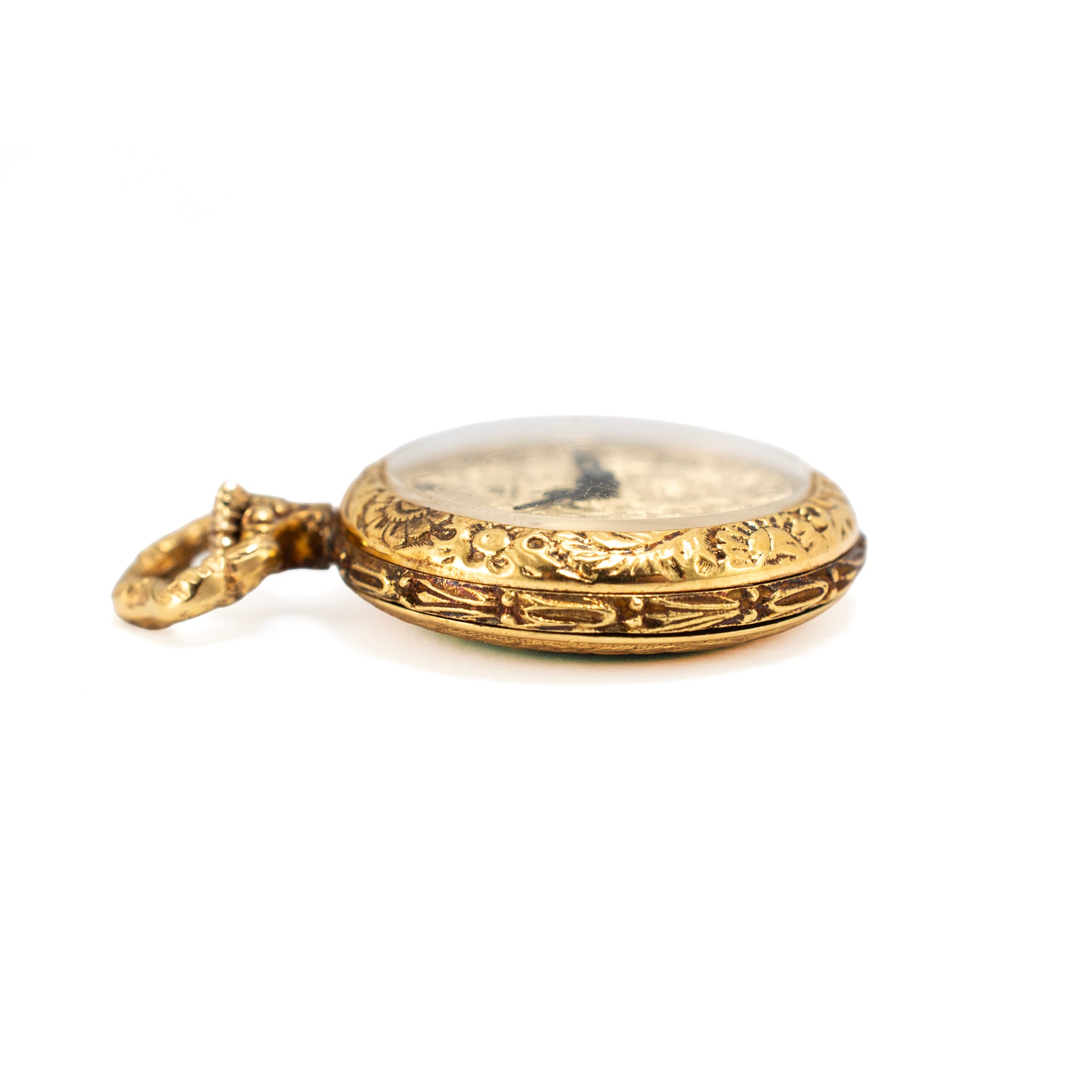 Ladies Art Nouveau Bucherer Lapel 18K Gold Enamel Bow PIN Vintage Pocket Watch