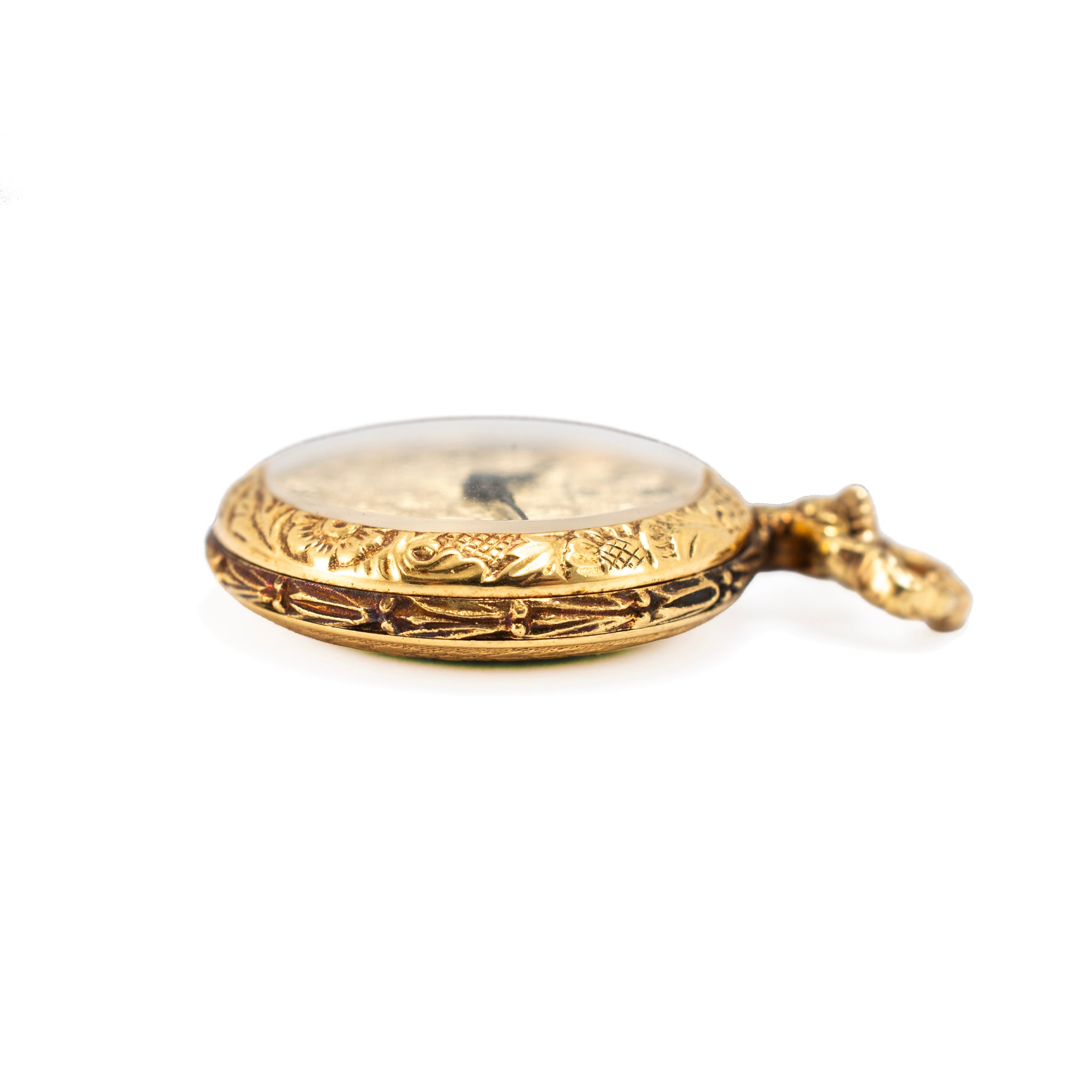 Ladies Art Nouveau Bucherer Lapel 18K Gold Enamel Bow PIN Vintage Pocket Watch