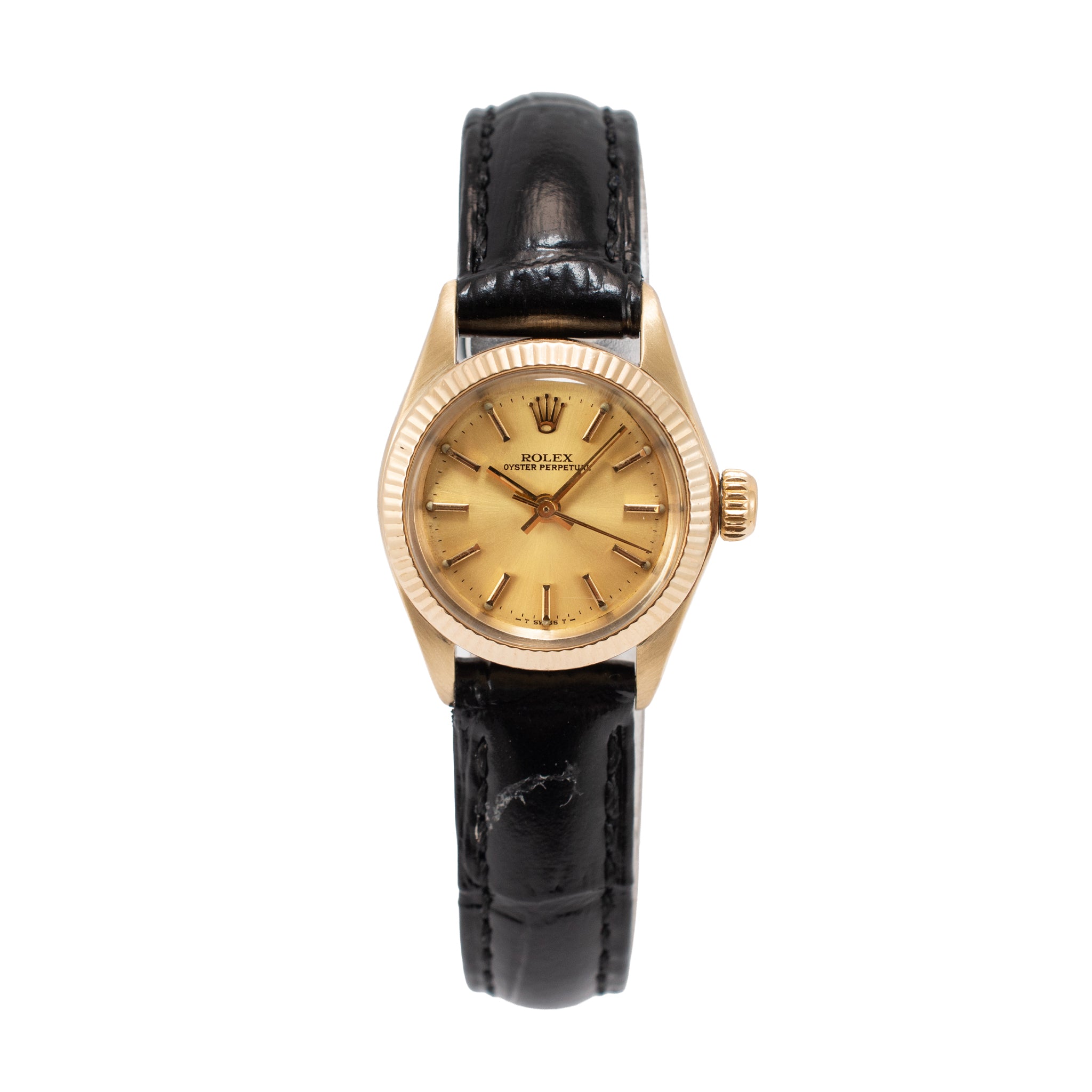 Vintage Ladies Rolex Oyster Perpetual 24MM 6719 14K Yellow Gold Automatic Watch