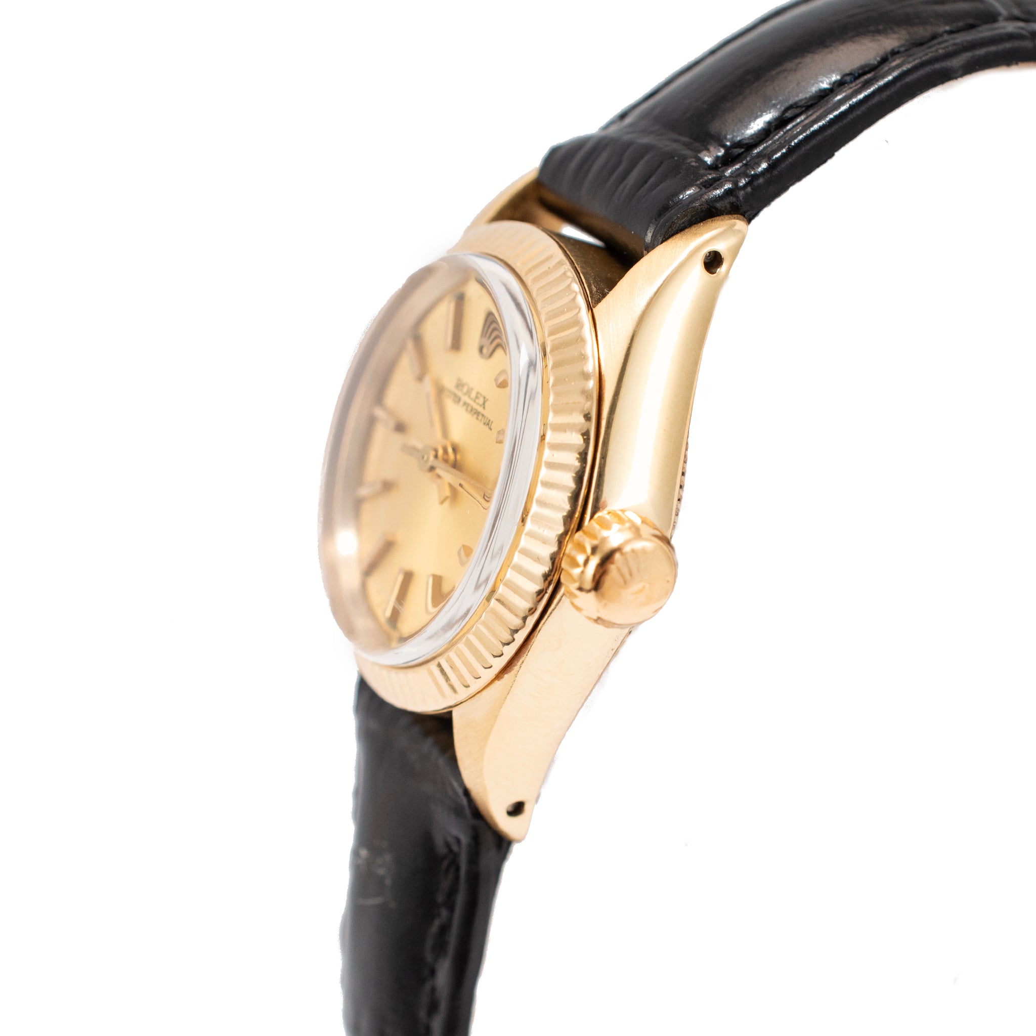 Vintage Ladies Rolex Oyster Perpetual 24MM 6719 14K Yellow Gold Automatic Watch