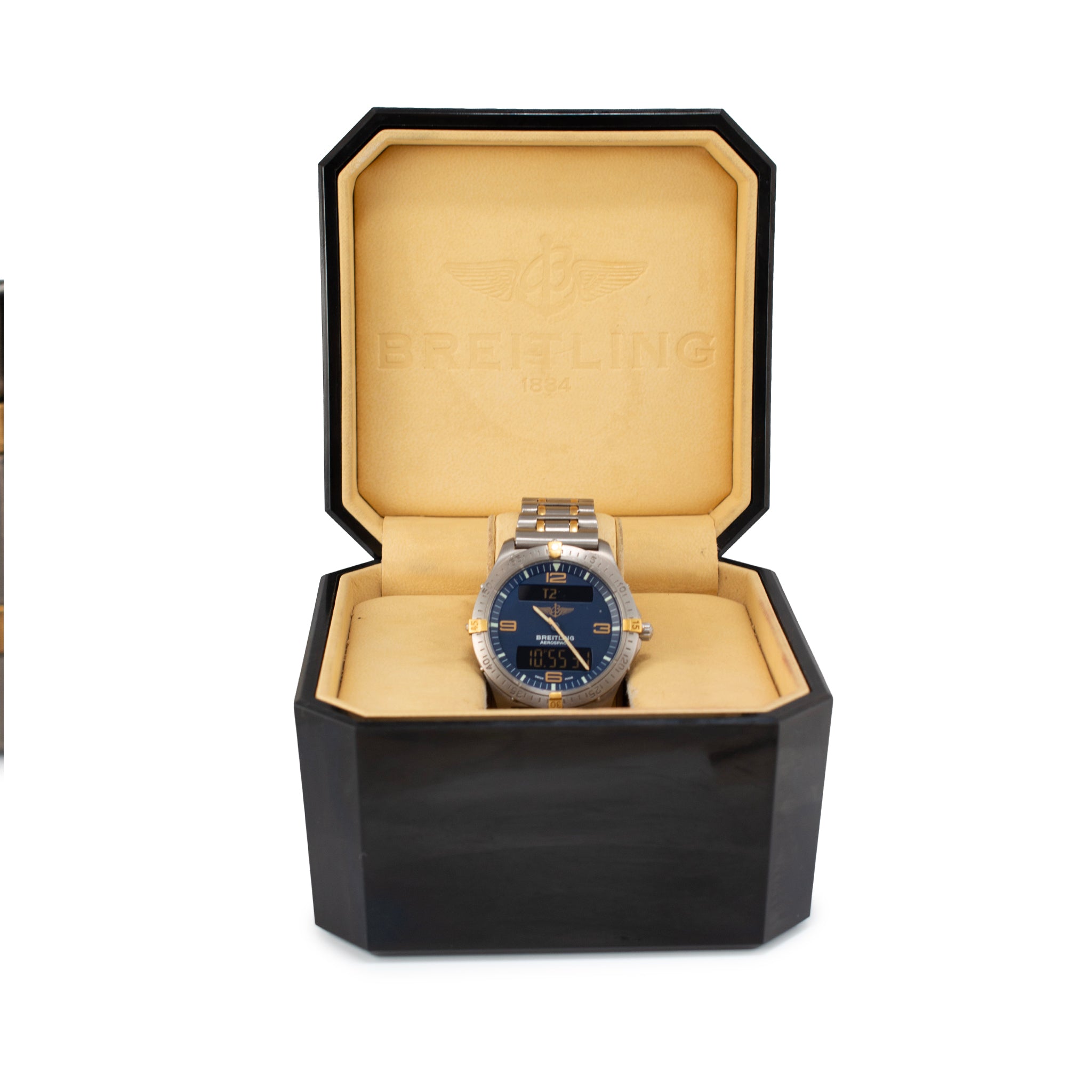 Breitling Aerospace 40MM F56062 Blue Dial Titanium Two Tone Quartz Watch