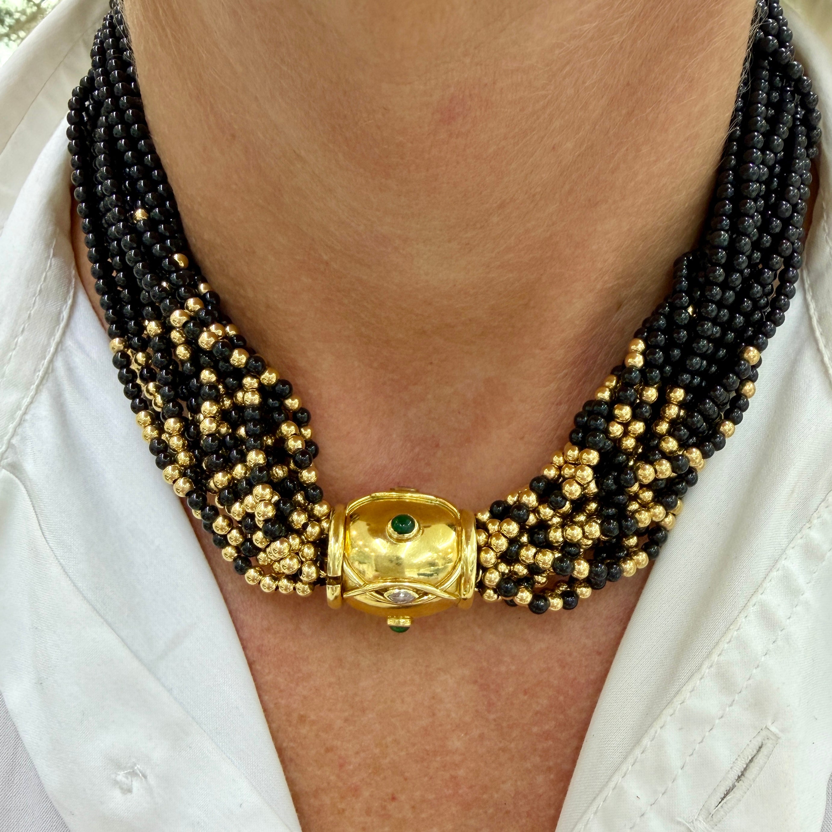 14K yellow gold Onyx Diamond Chain Necklace | DJP Jewelers