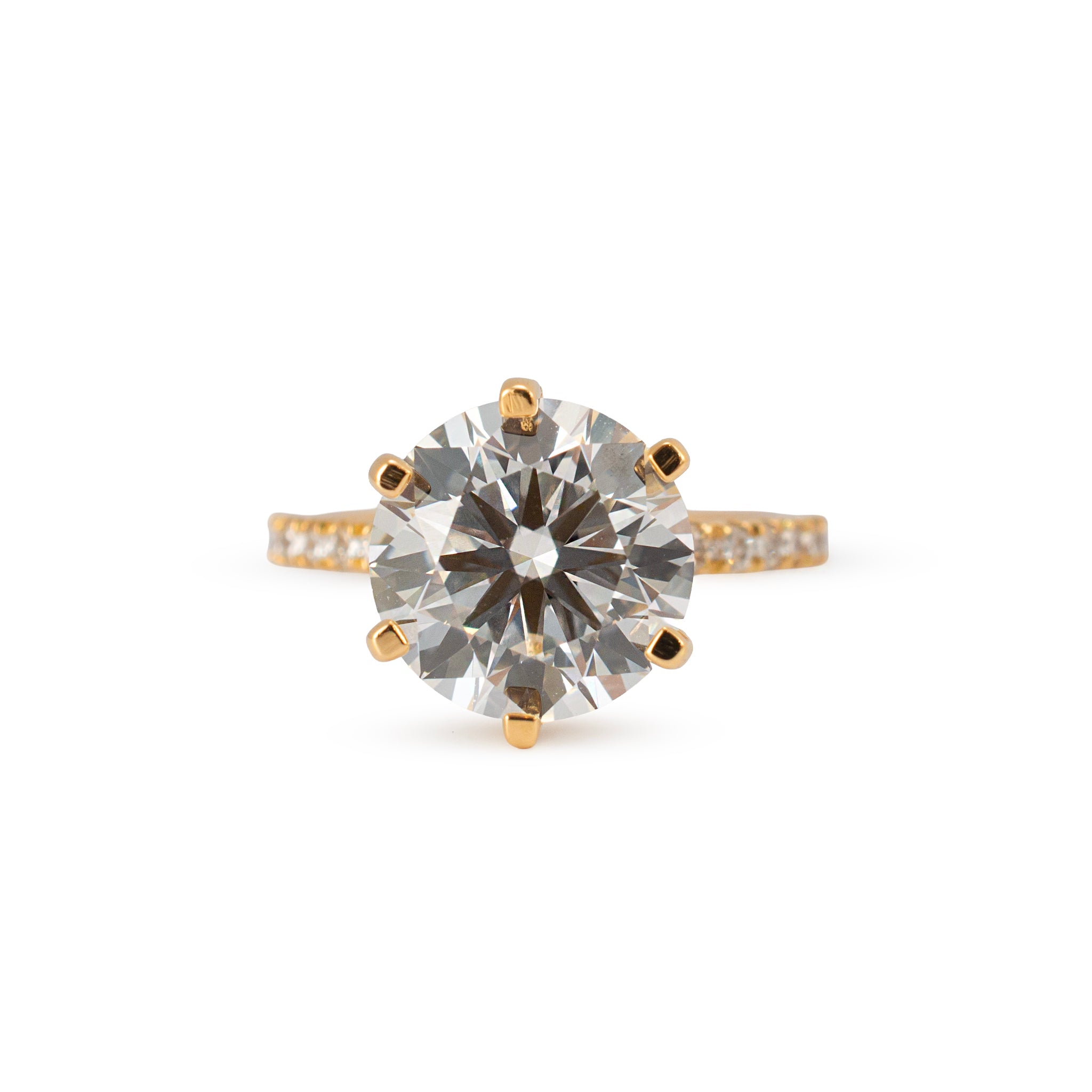 18K Yellow Gold 4.82ctw Round Brilliant Lab Grown Diamond Engagement Ring