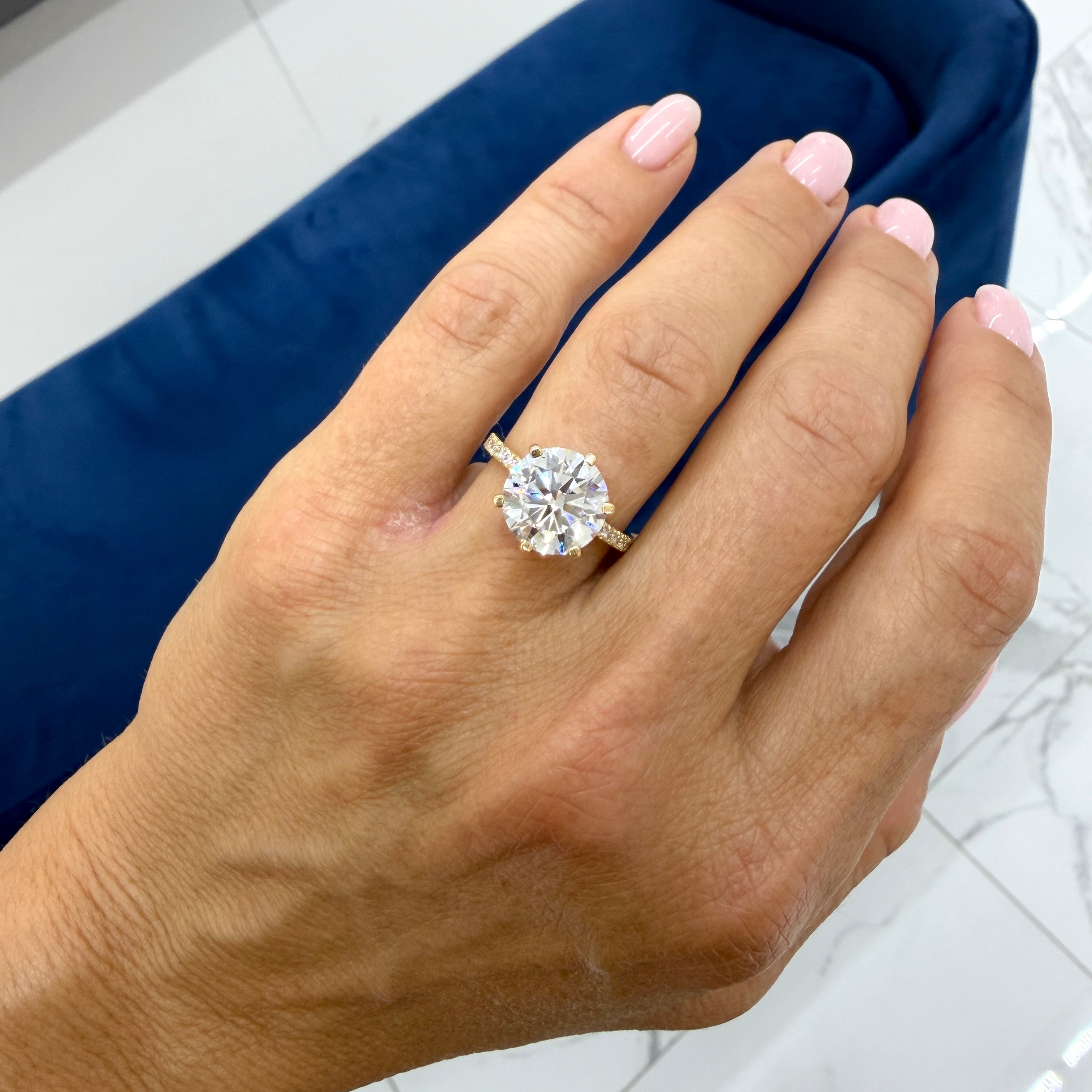 18K Yellow Gold 4.82ctw Round Brilliant Lab Grown Diamond Engagement Ring