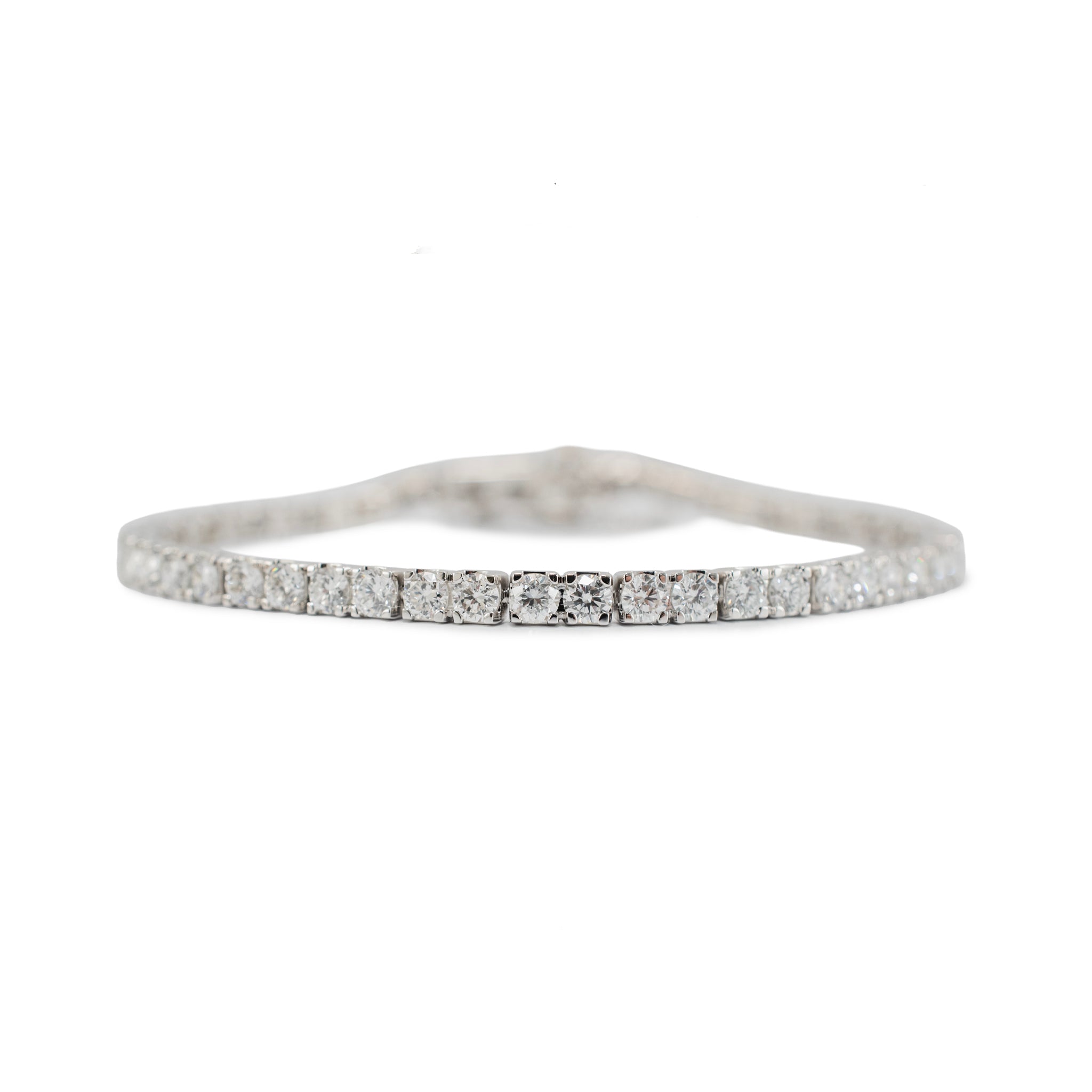 Ladies 14K White Gold Gsi 5.00ct Round Lab Grown Diamond Tennis Bracelet