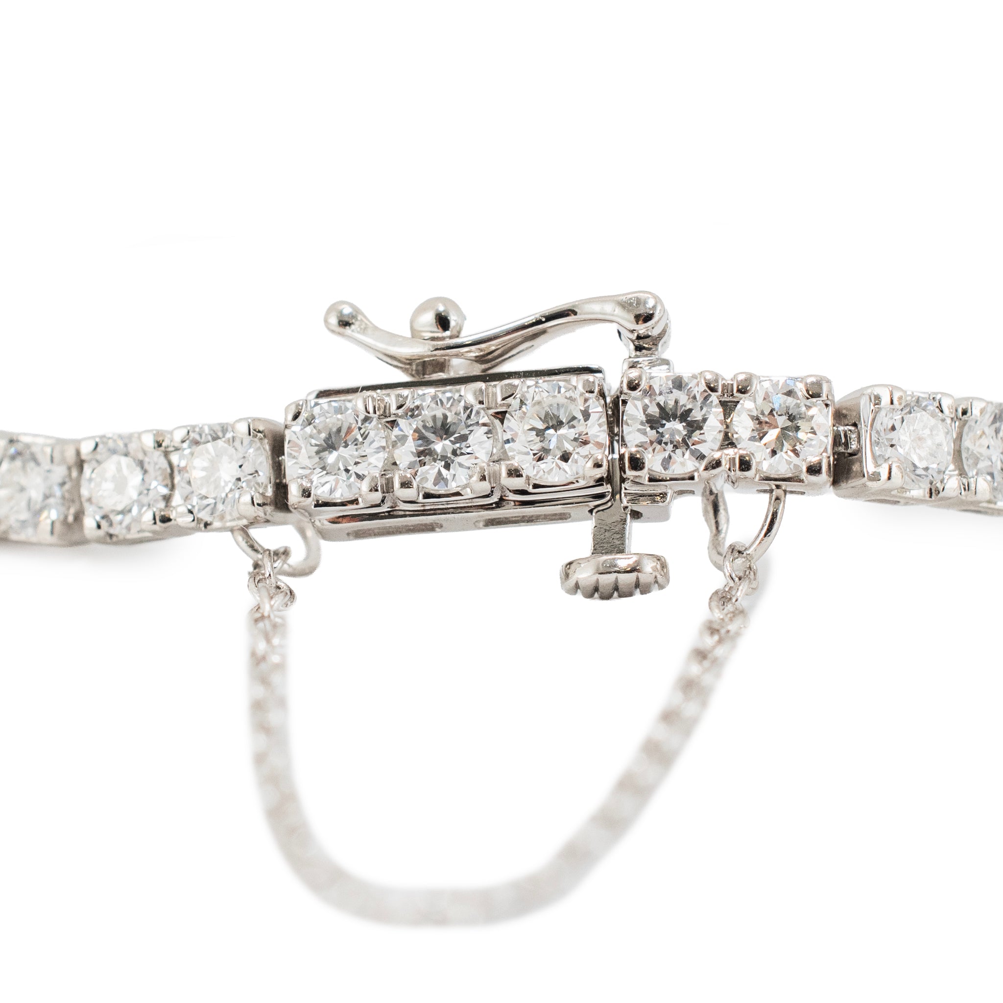 Ladies 14K White Gold Gsi 5.00ct Round Lab Grown Diamond Tennis Bracelet