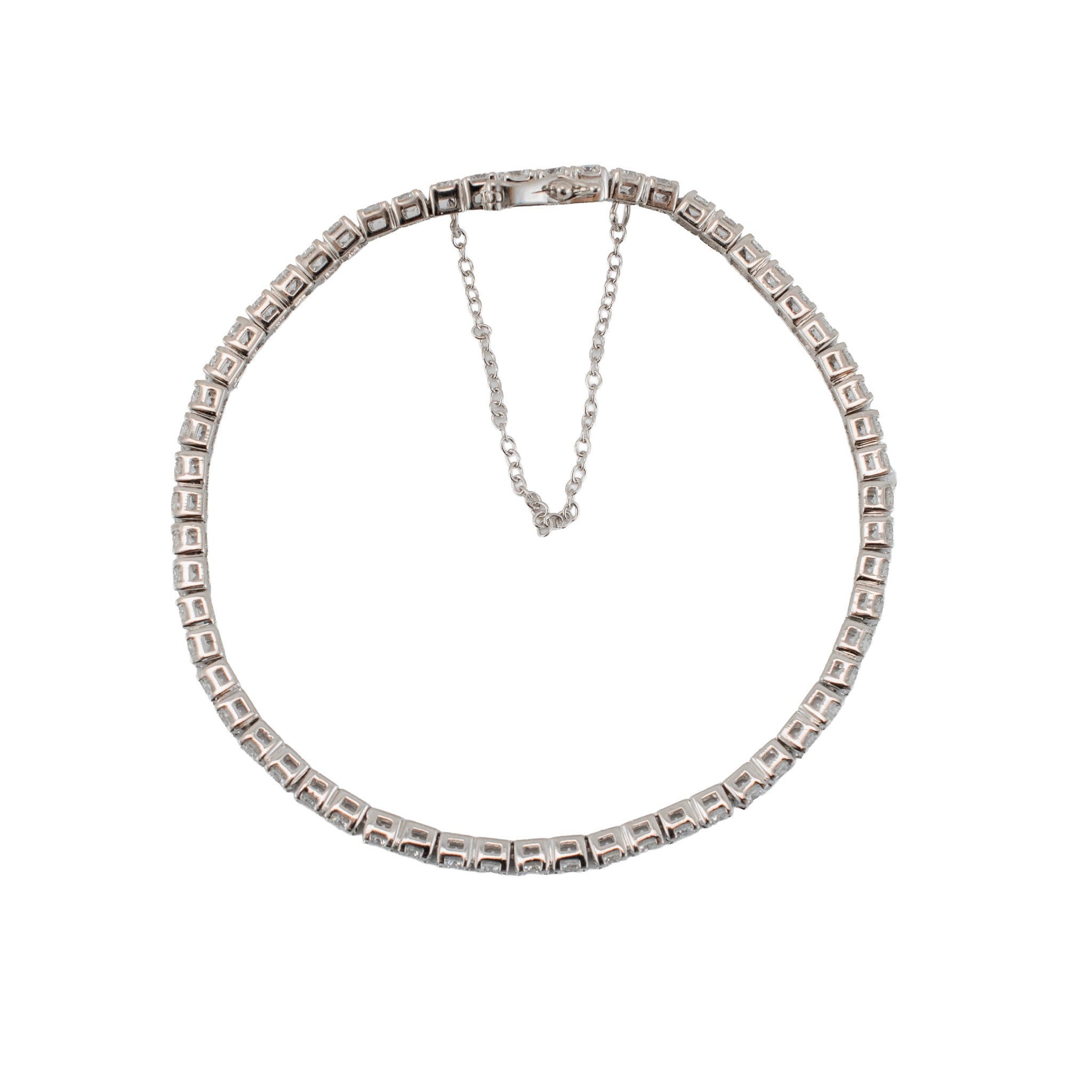 Ladies 14K White Gold Gsi 5.00ct Round Lab Grown Diamond Tennis Bracelet