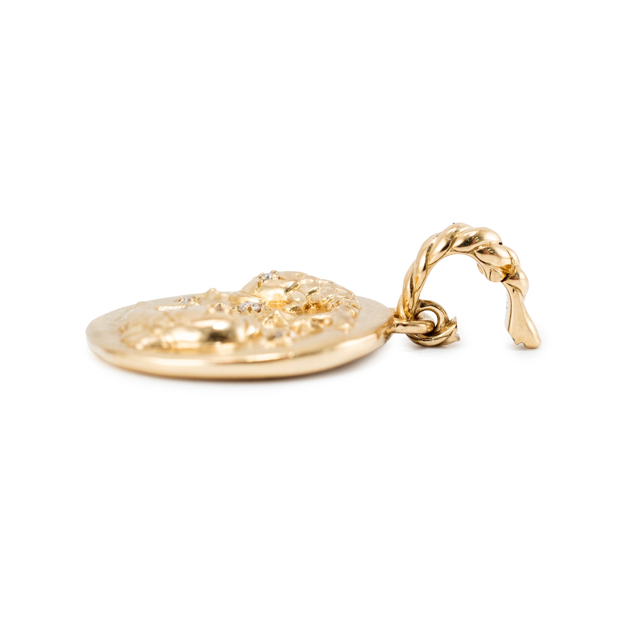 David Yurman 18K Yellow Gold 0.03ct Round Diamond Pisces Amulet Charm Pendant