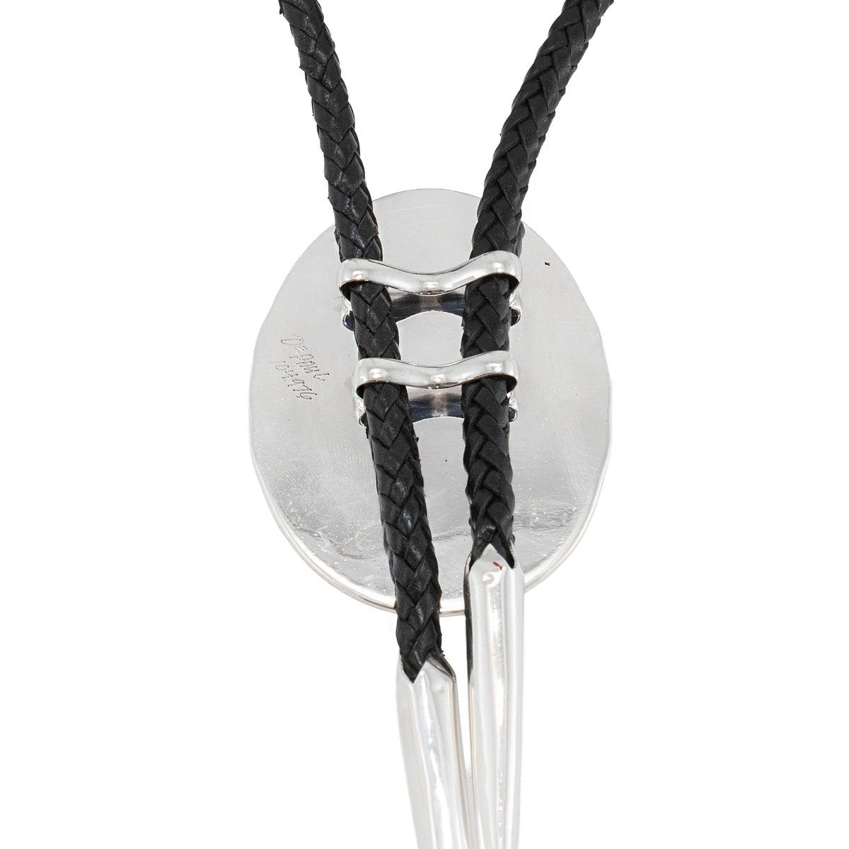 Vintage Sterling Silver Turquoise Black Leather Southwestern Bolo Tie