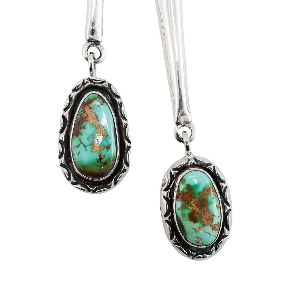Vintage Sterling Silver Turquoise Black Leather Southwestern Bolo Tie