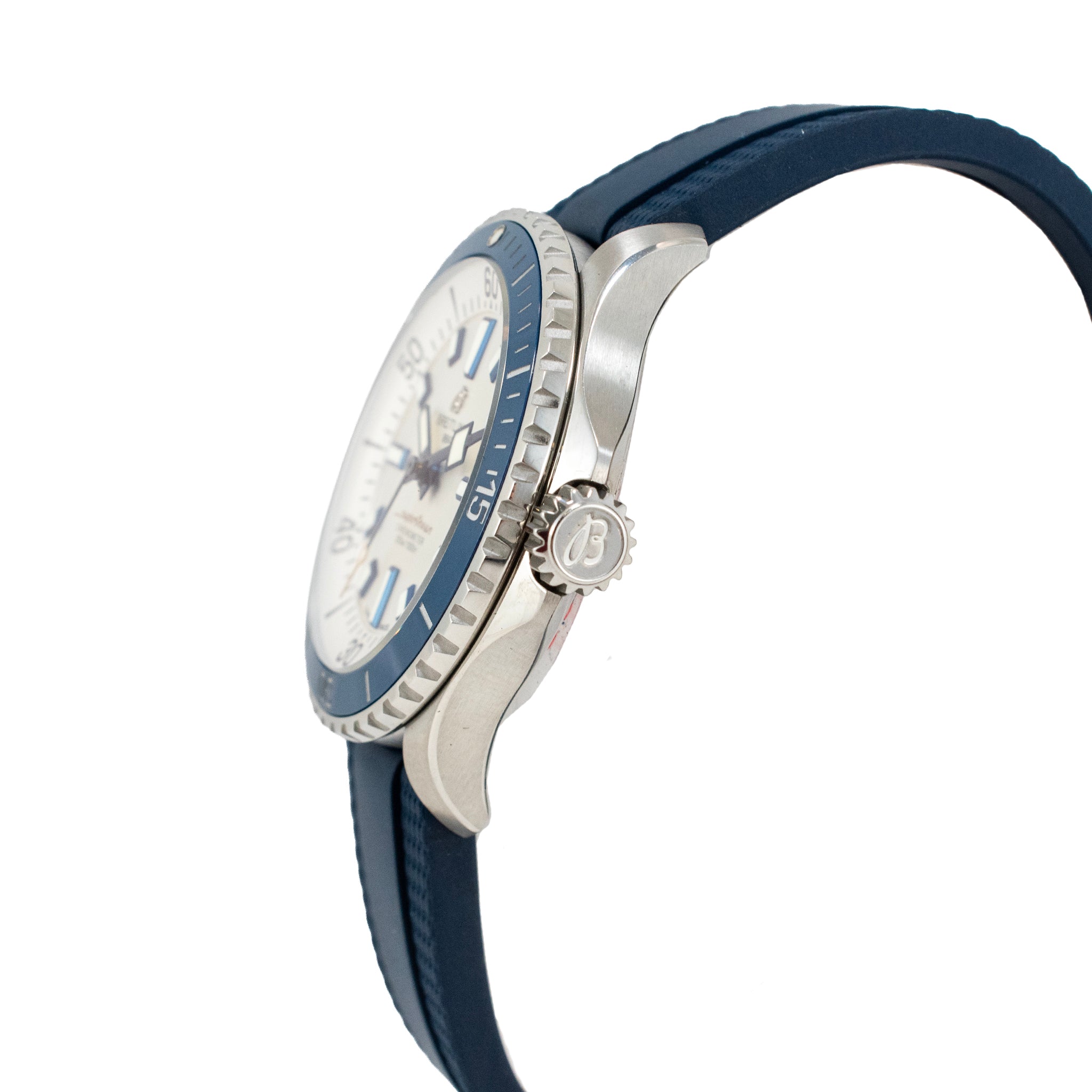 Breitling Superocean 42MM a17375e71g1s1 White Dial Blue Rubber Band Steel Watch